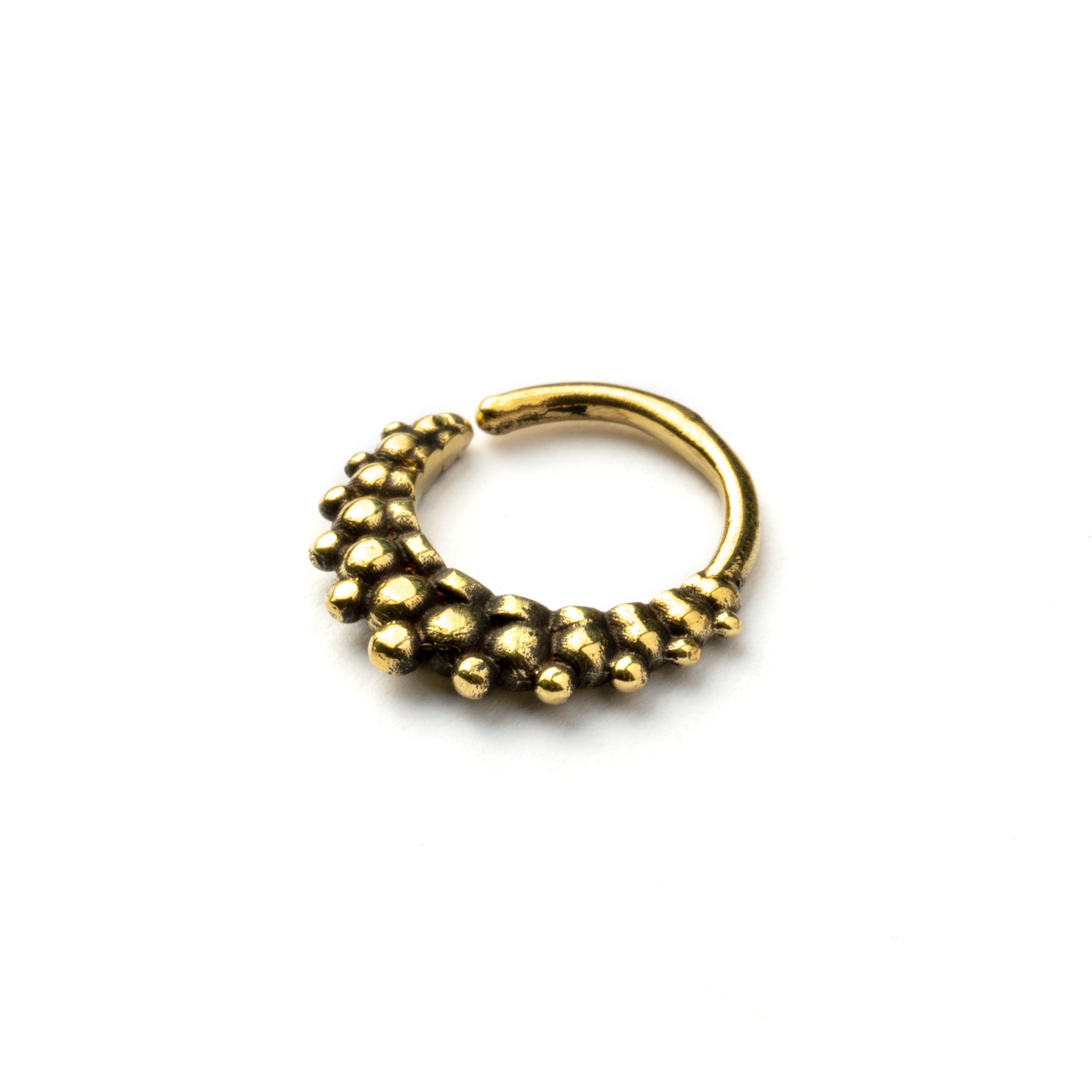 Rajee golden brass septum ring right side view