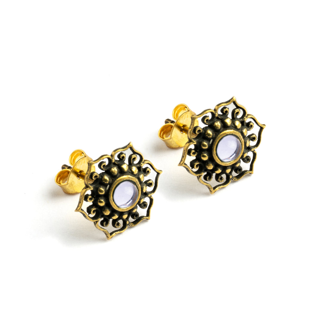 Brass-mandala-stud-earring-with-semi-precious-stone_Amethyst_1