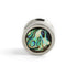 single silver ear plug with abalone inlay frontal view