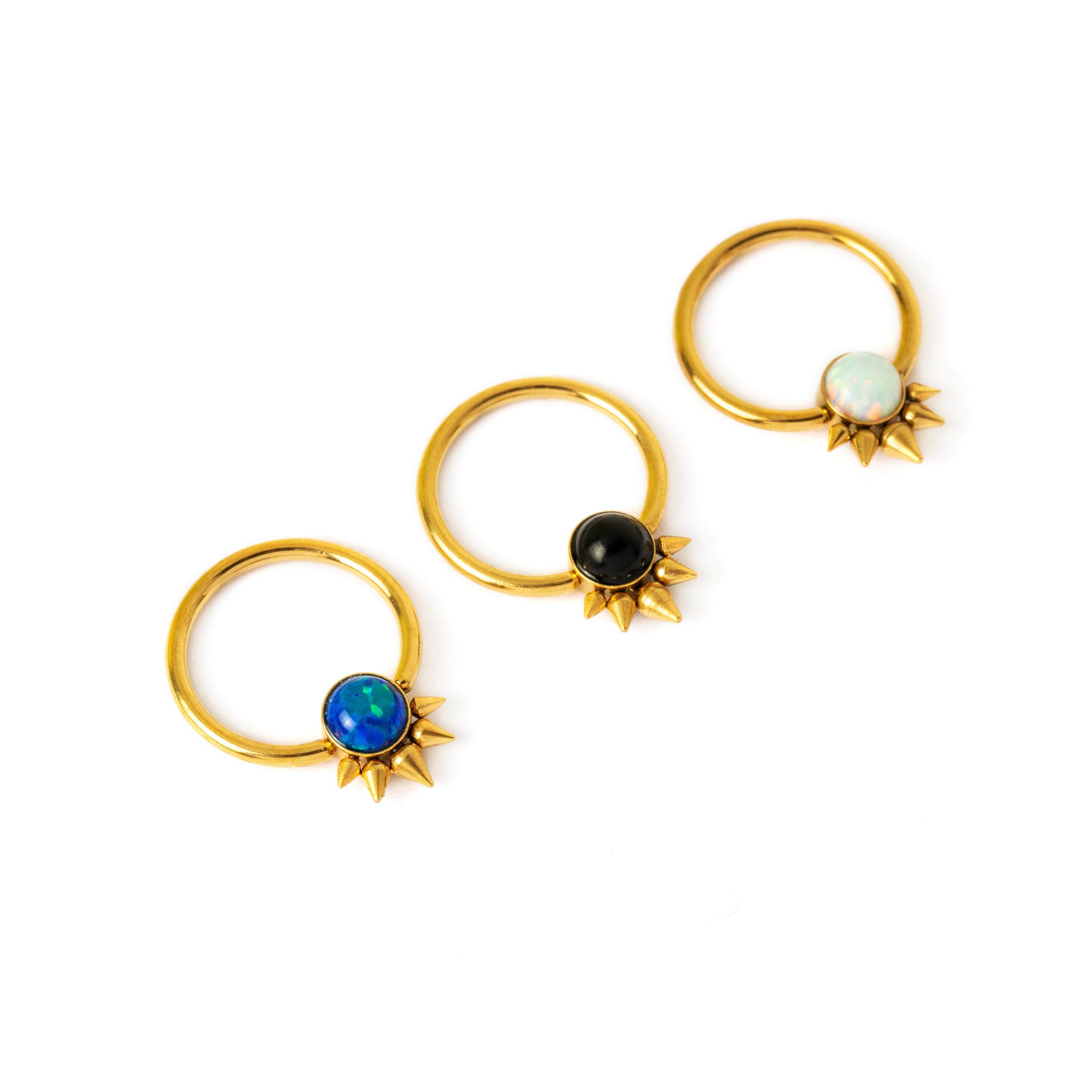 Brenna BCR with white Opal, blue opal & onyx right side view