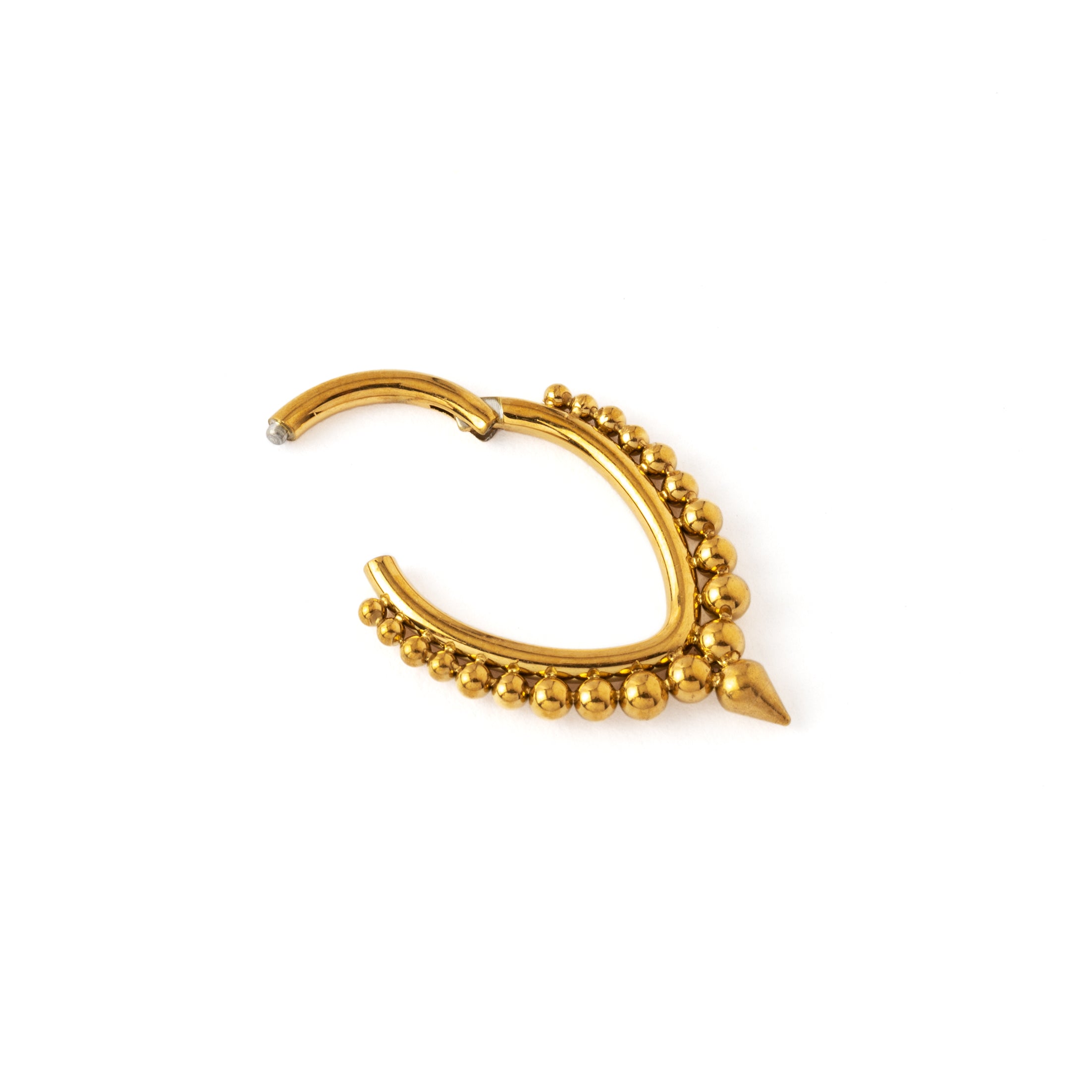 Brenna Golden surgical steel Septum Clicker ring hinged segment view