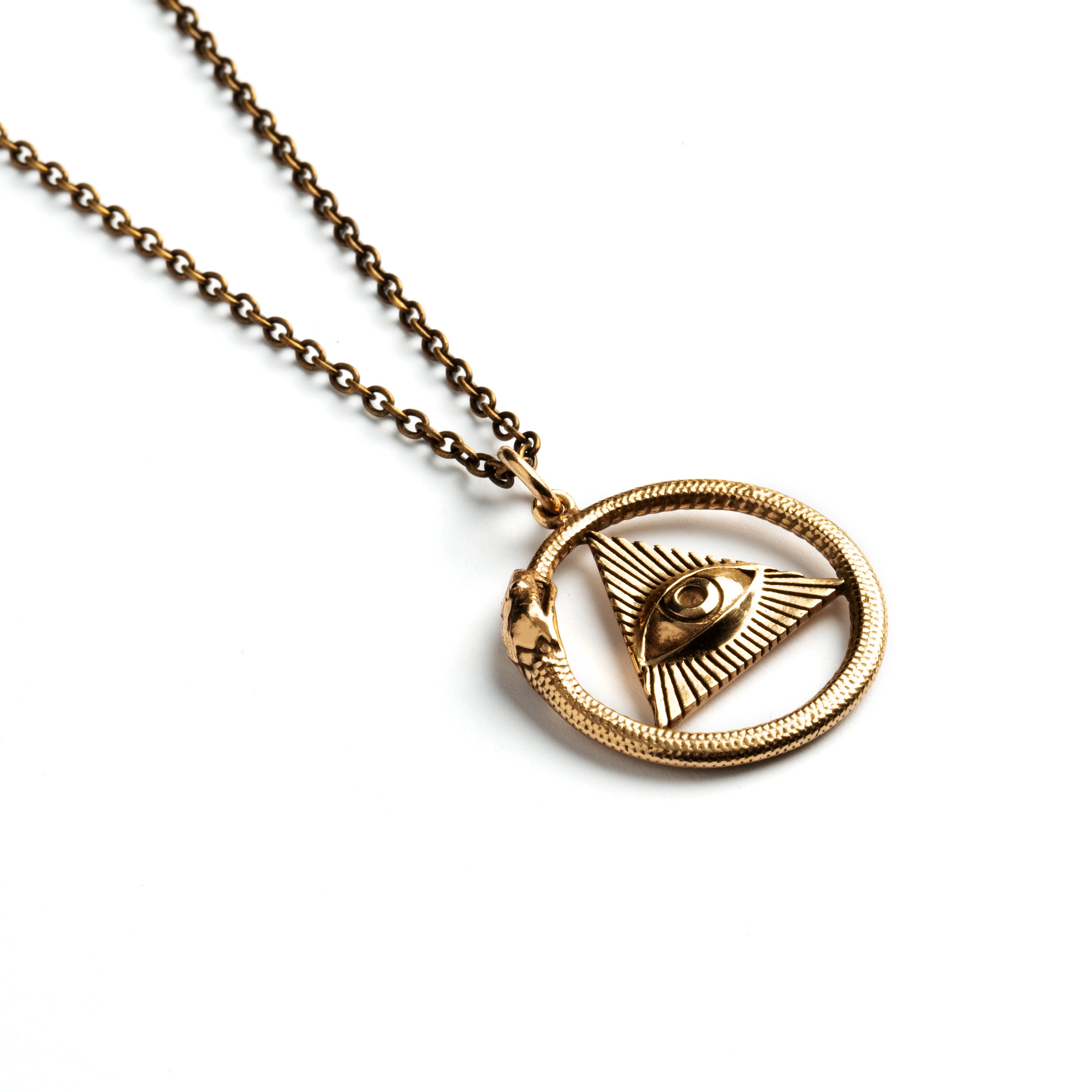 Bronze Providence Ouroboros Pendant necklace left side view