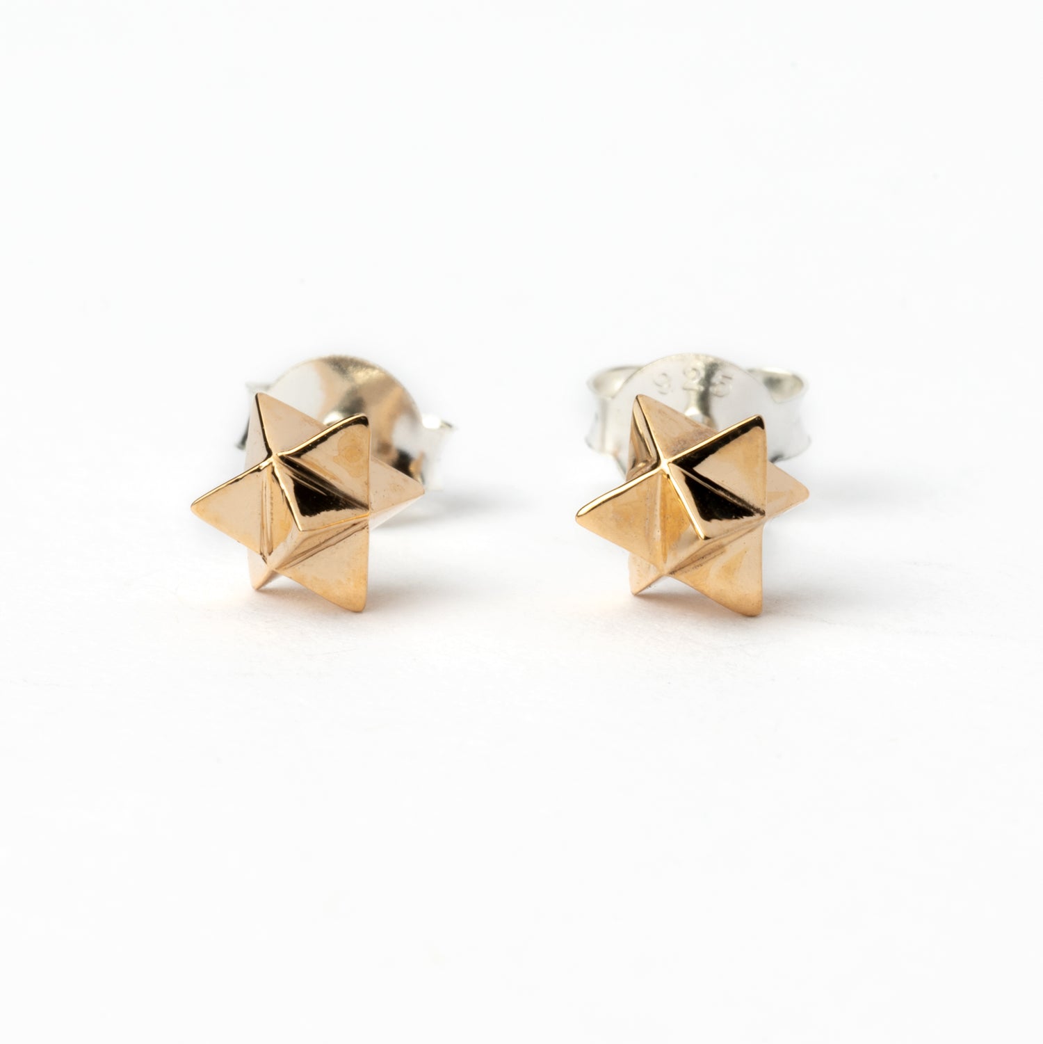 Bronze Merkaba Ear Studs frontal view