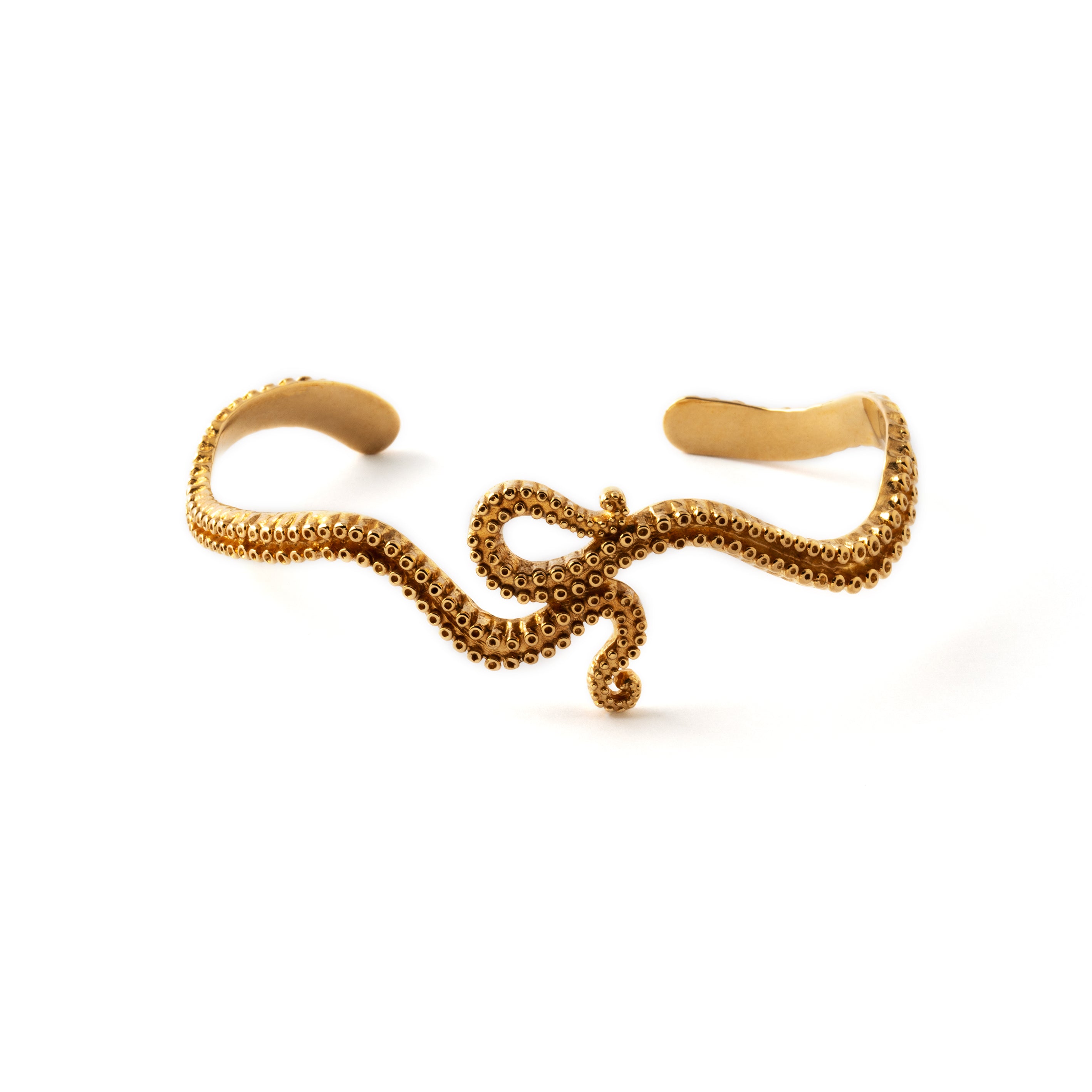 Bronze octopus tentacle bangle frontal view