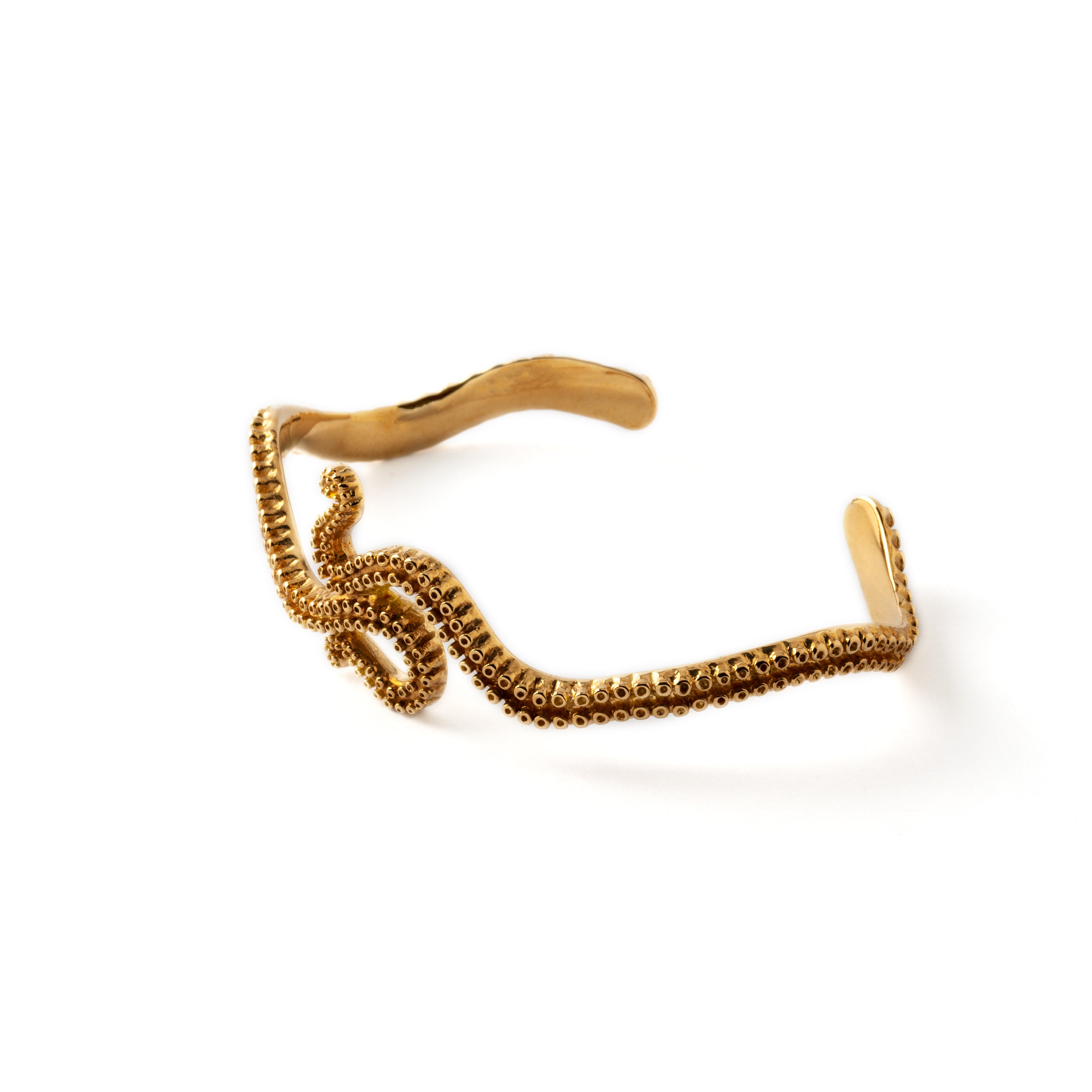 Bronze octopus tentacle bangle left side view