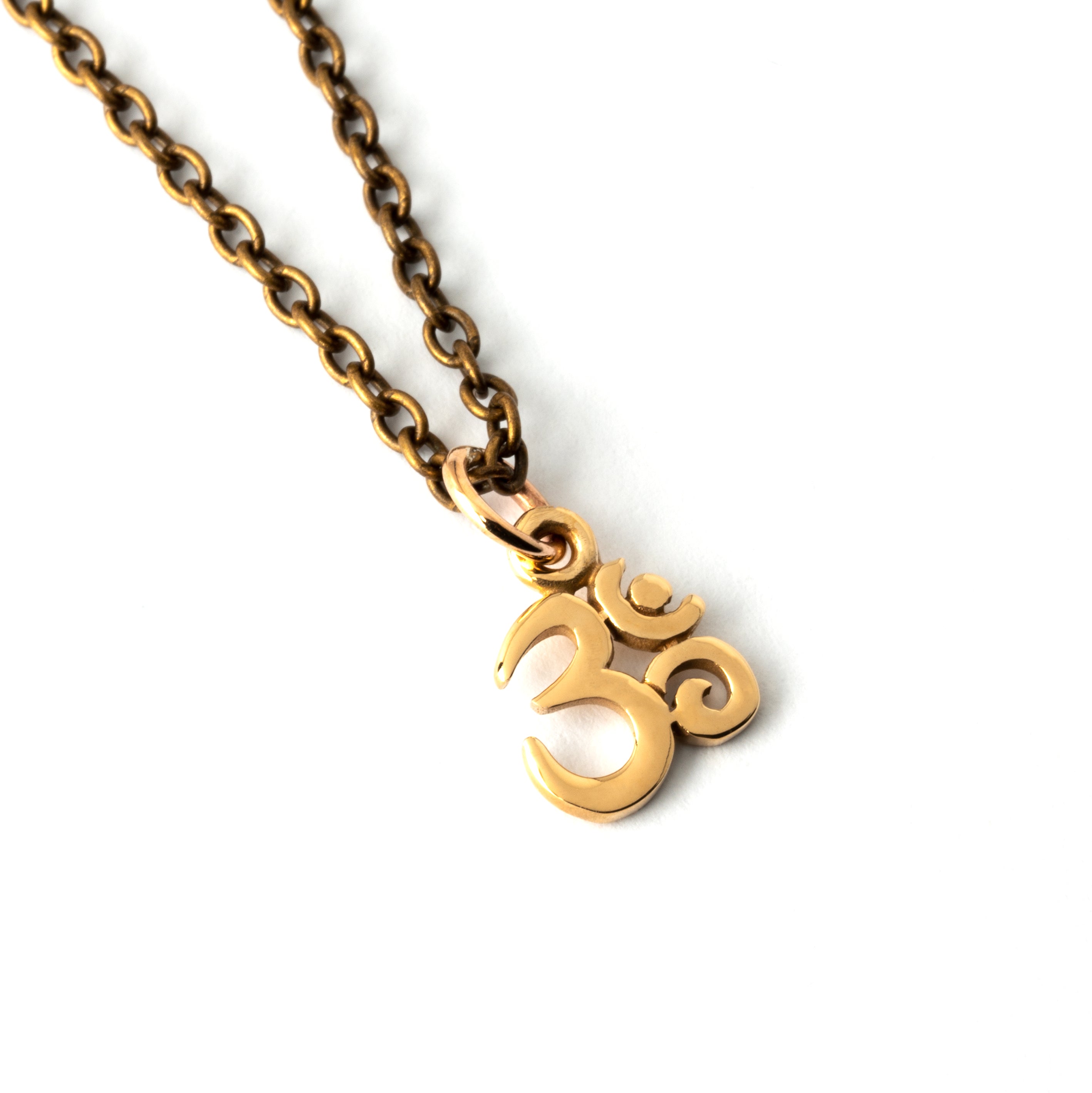 Bronze Petit Om Charm necklace left side view