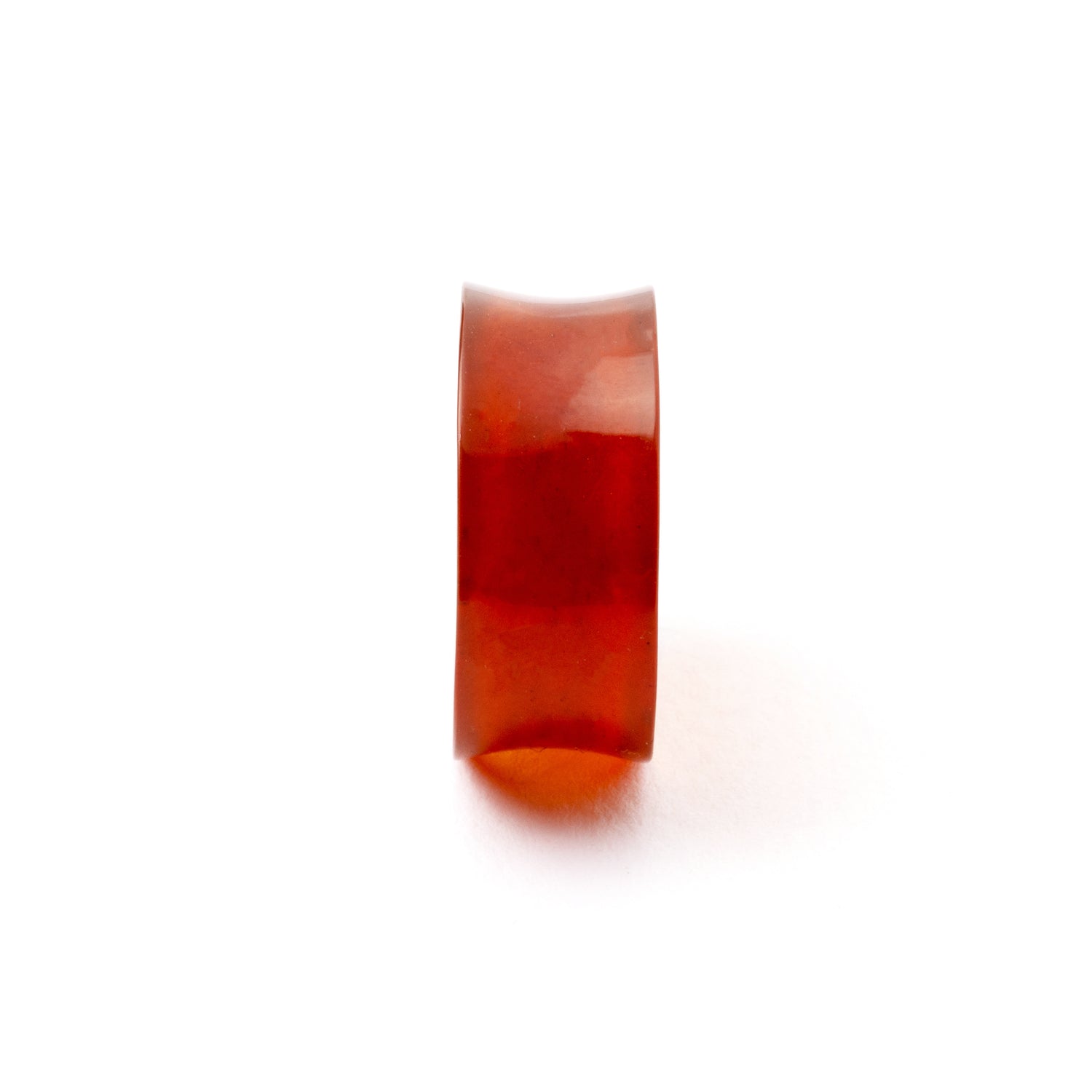 single Burmese Amber double flare stone ear plug side view