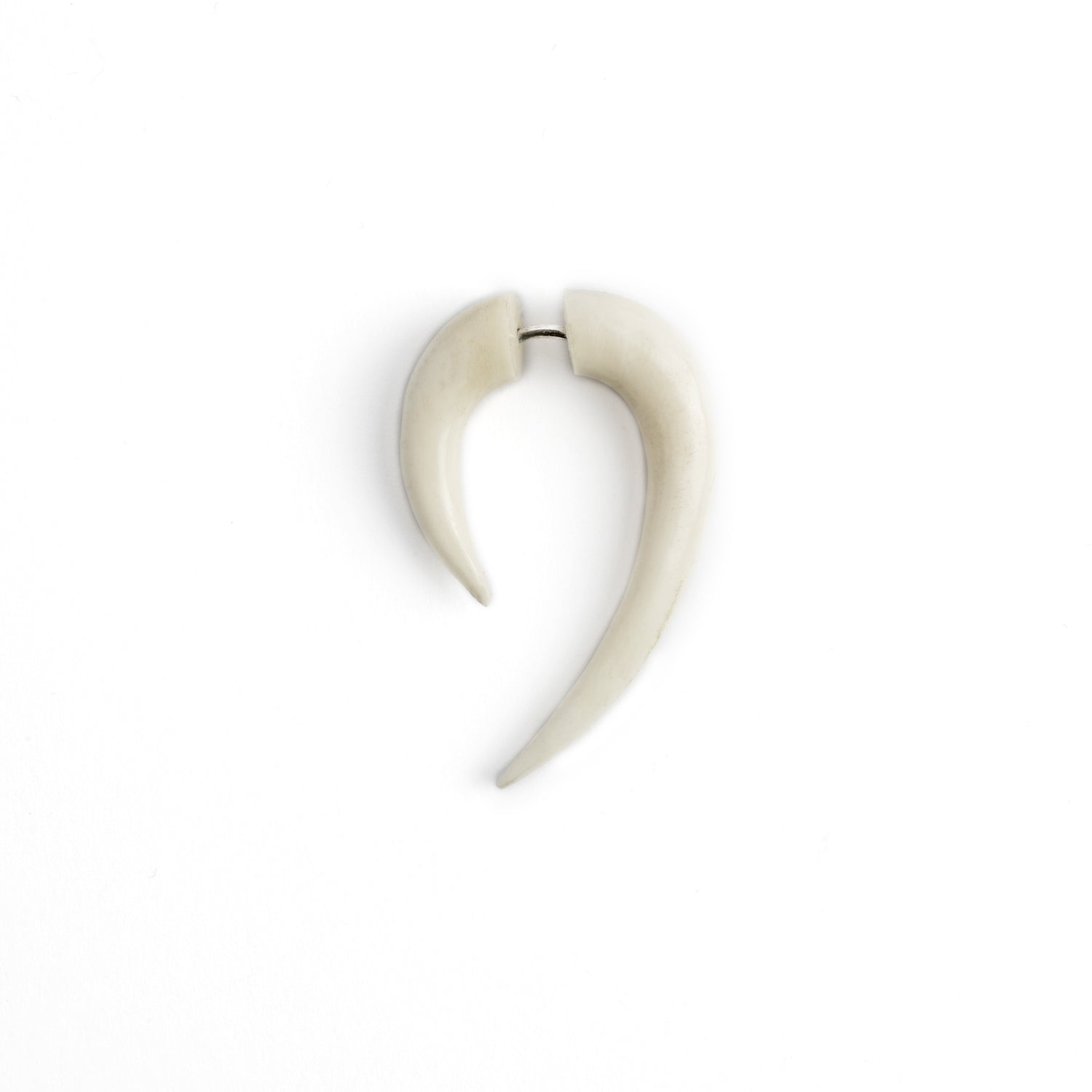 Matau Fish Hook fake gauge Earrings - bone