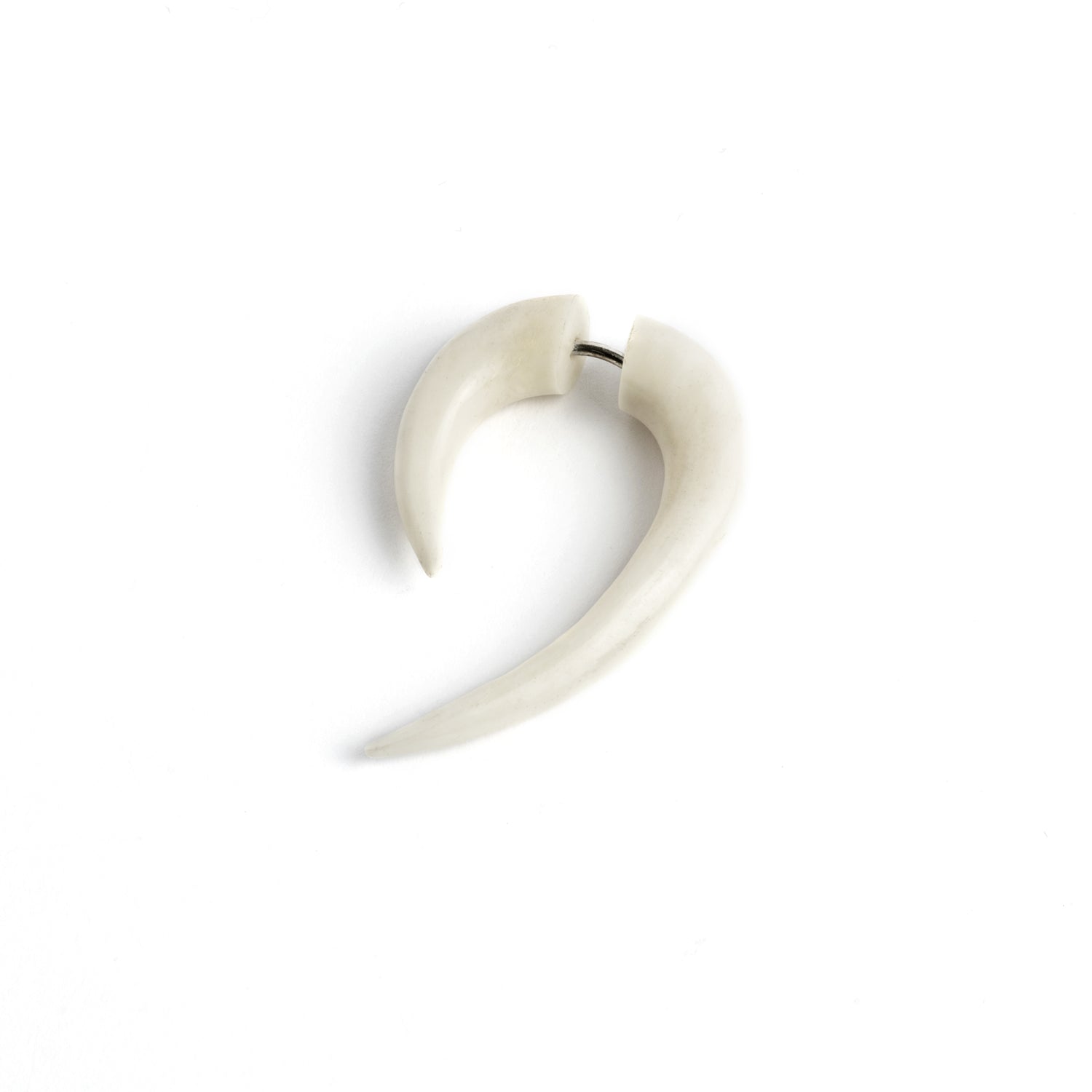 Matau Fish Hook fake gauge Earrings - bone