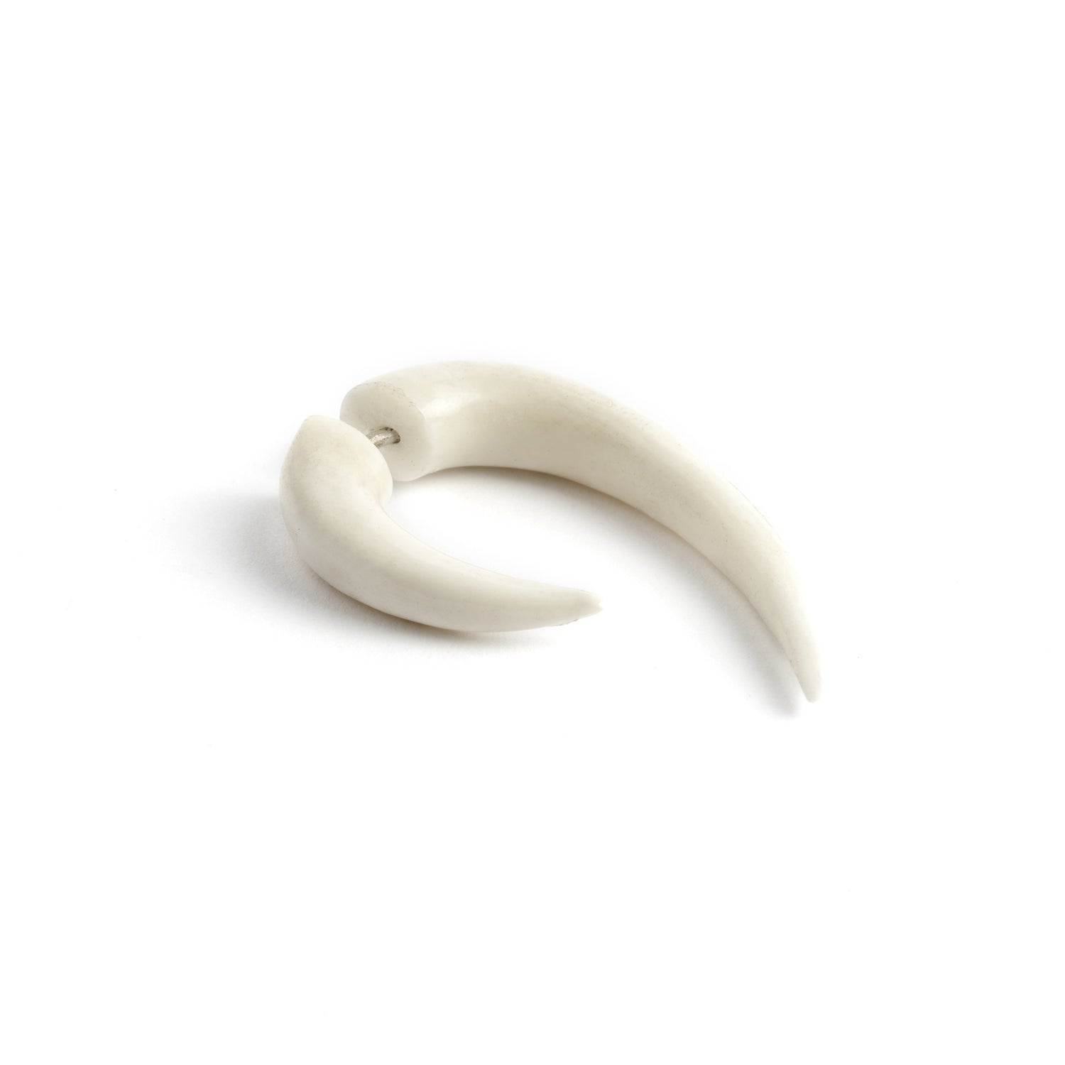 Matau Fish Hook fake gauge Earrings - bone