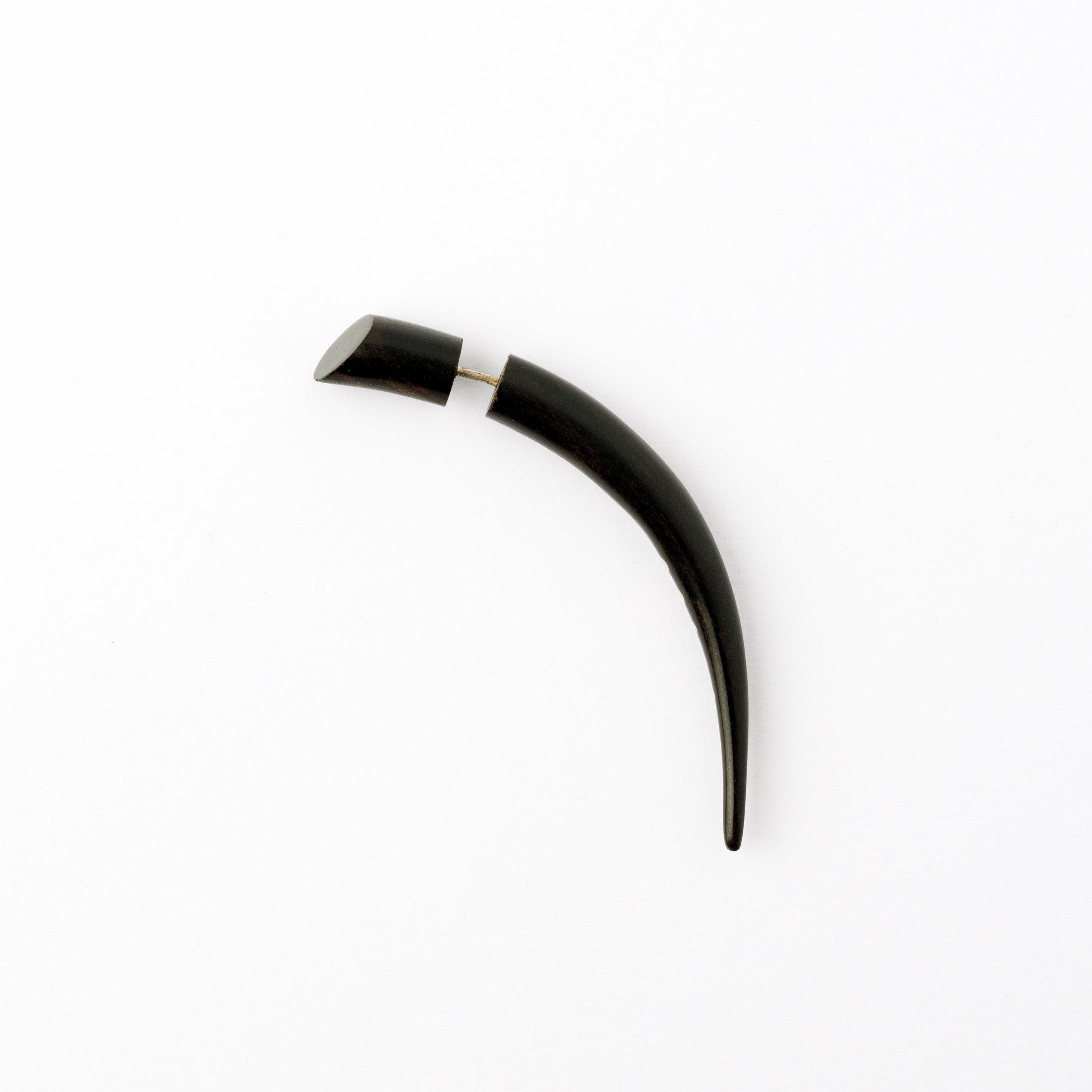 Camden Silver Dotted wood fake gauge Earrings-  Blackwood