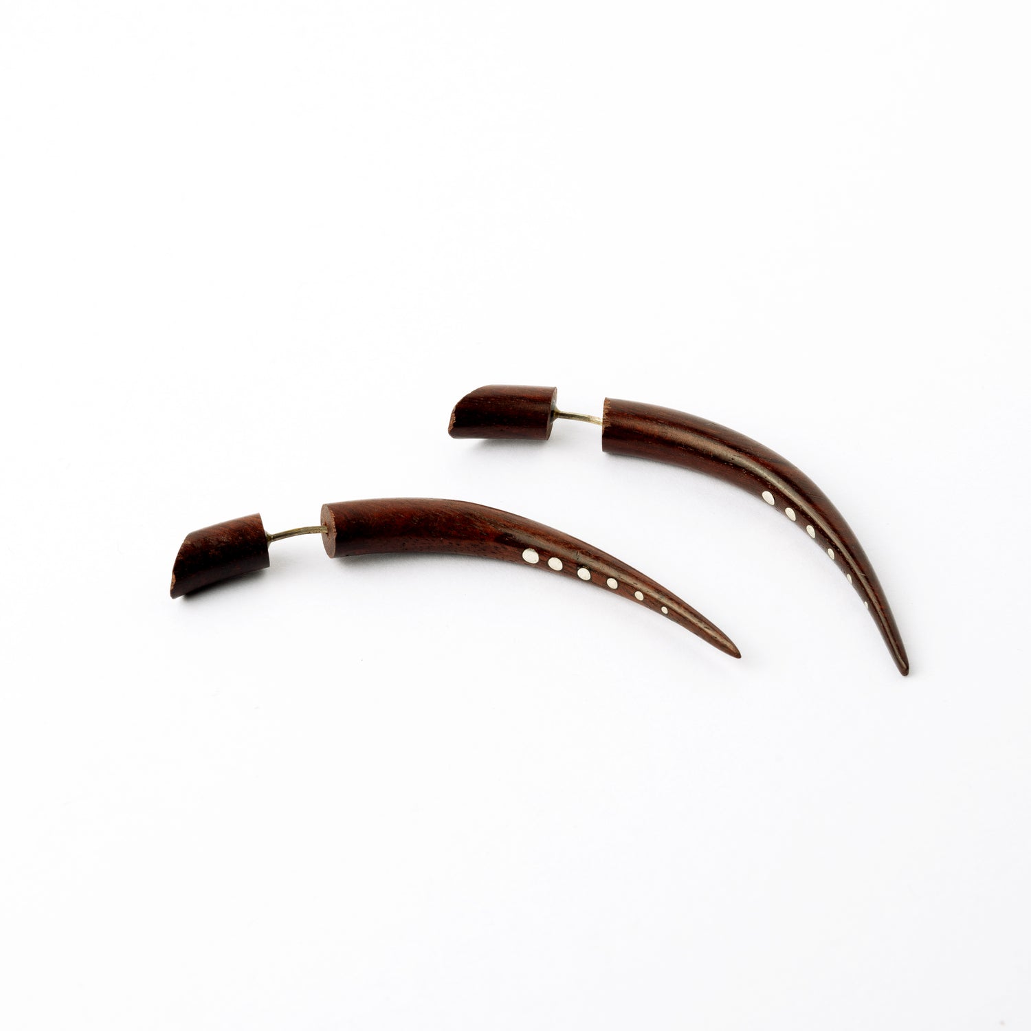 Camden Silver Dotted wood fake gauge Earrings-  Rosewood