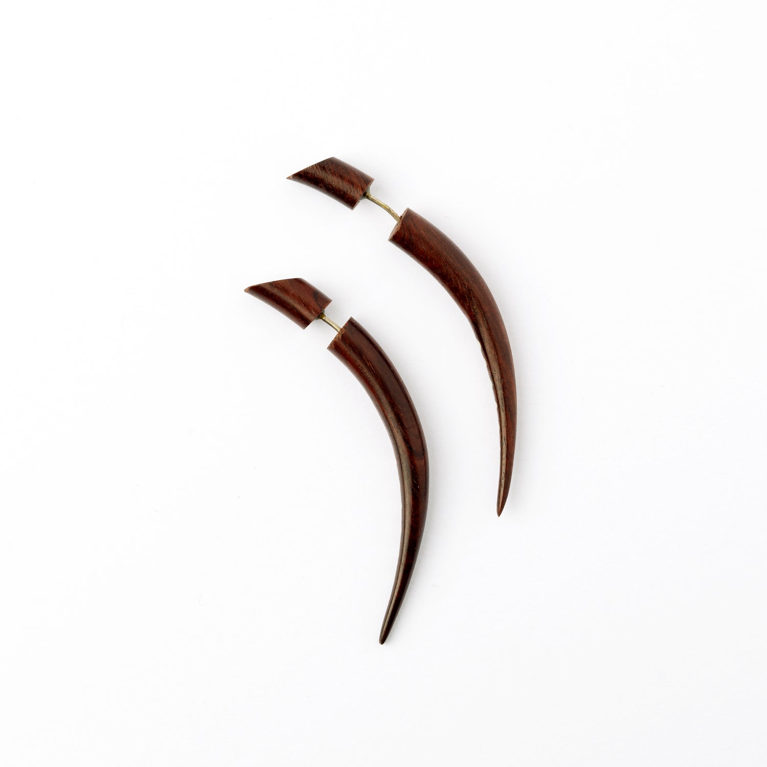 Camden Silver Dotted wood fake gauge Earrings-  Rosewood