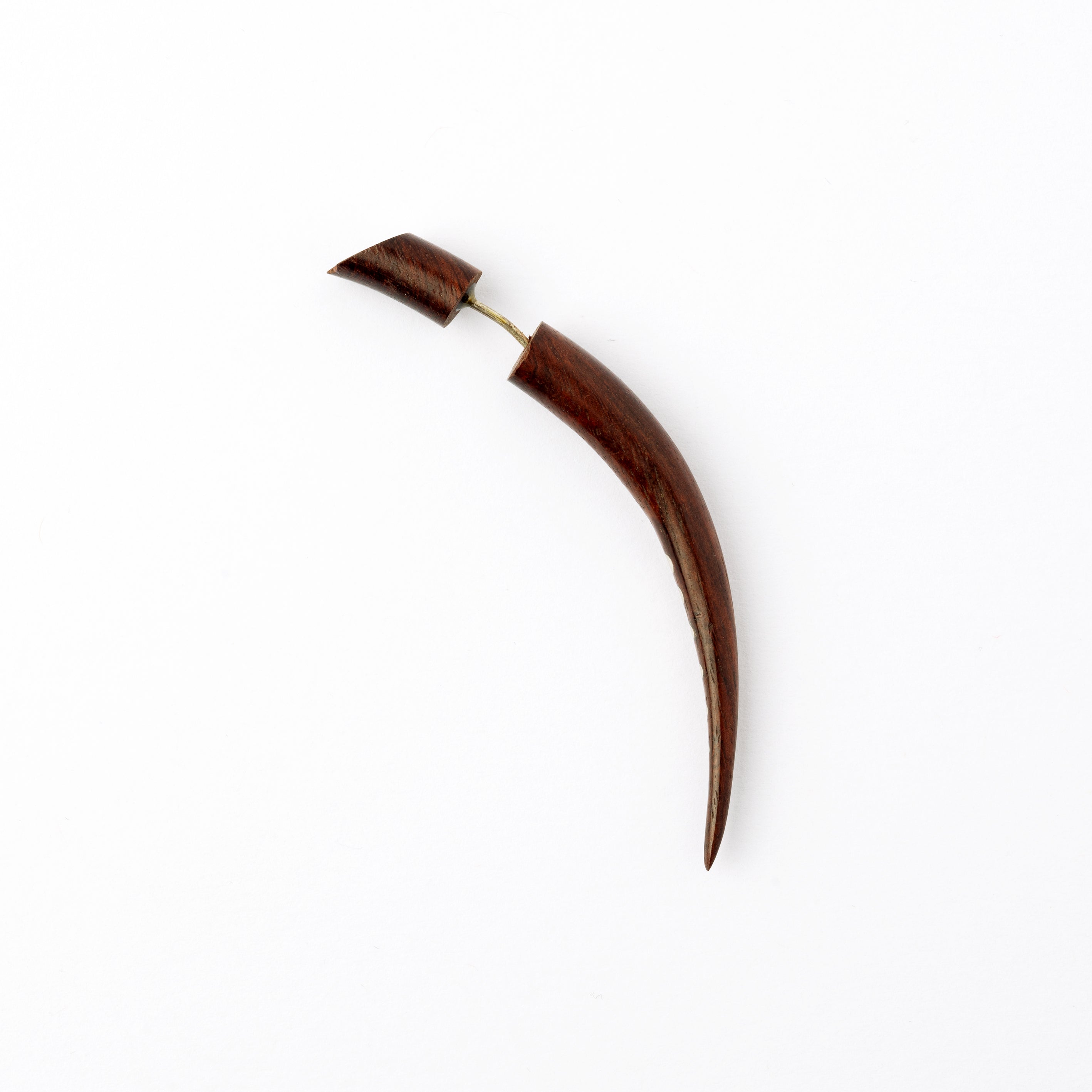 Camden Silver Dotted wood fake gauge Earrings-  Rosewood