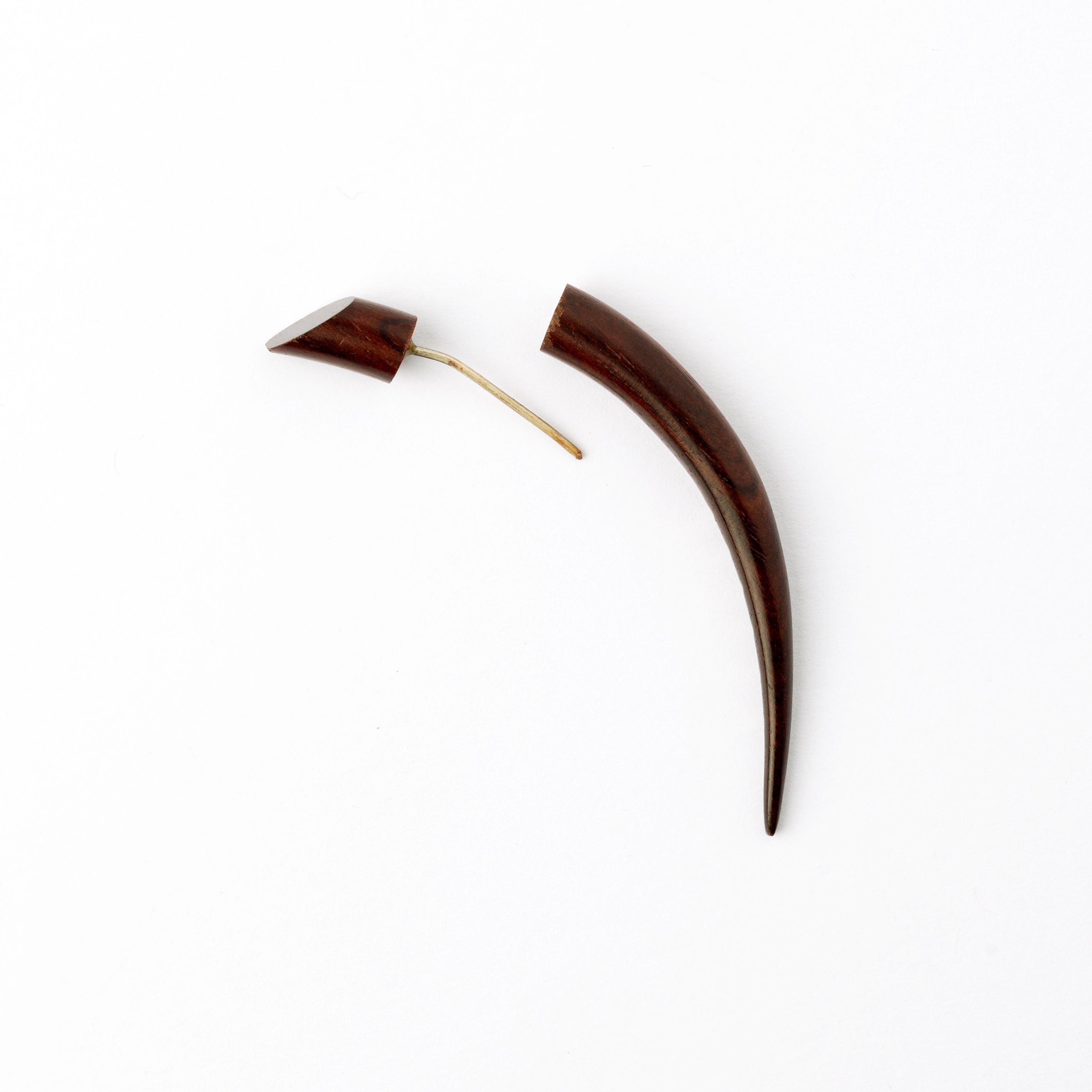 Camden Silver Dotted wood fake gauge Earrings-  Rosewood