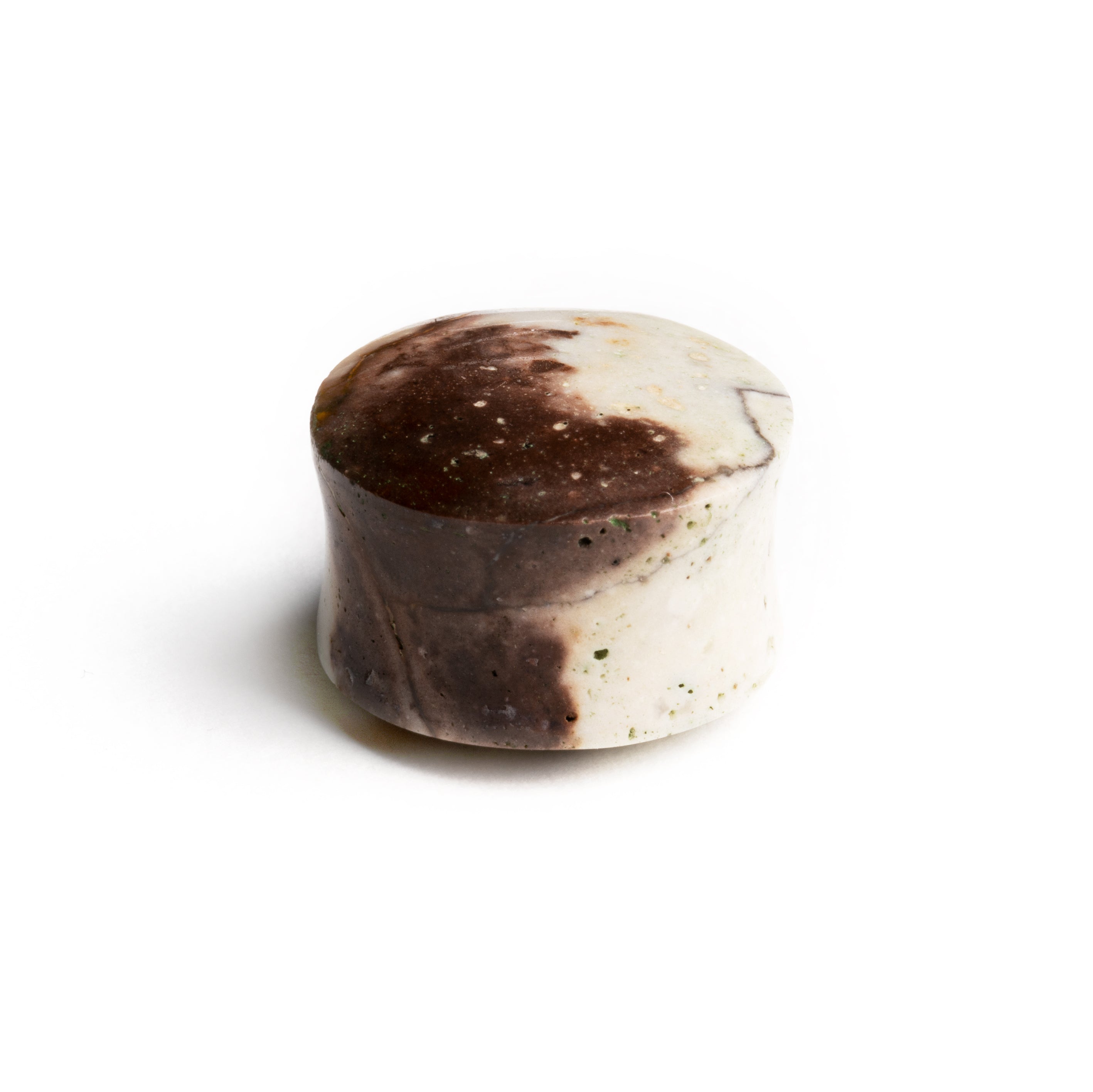 single Chocolate Jasper stone double flare ear plug side view