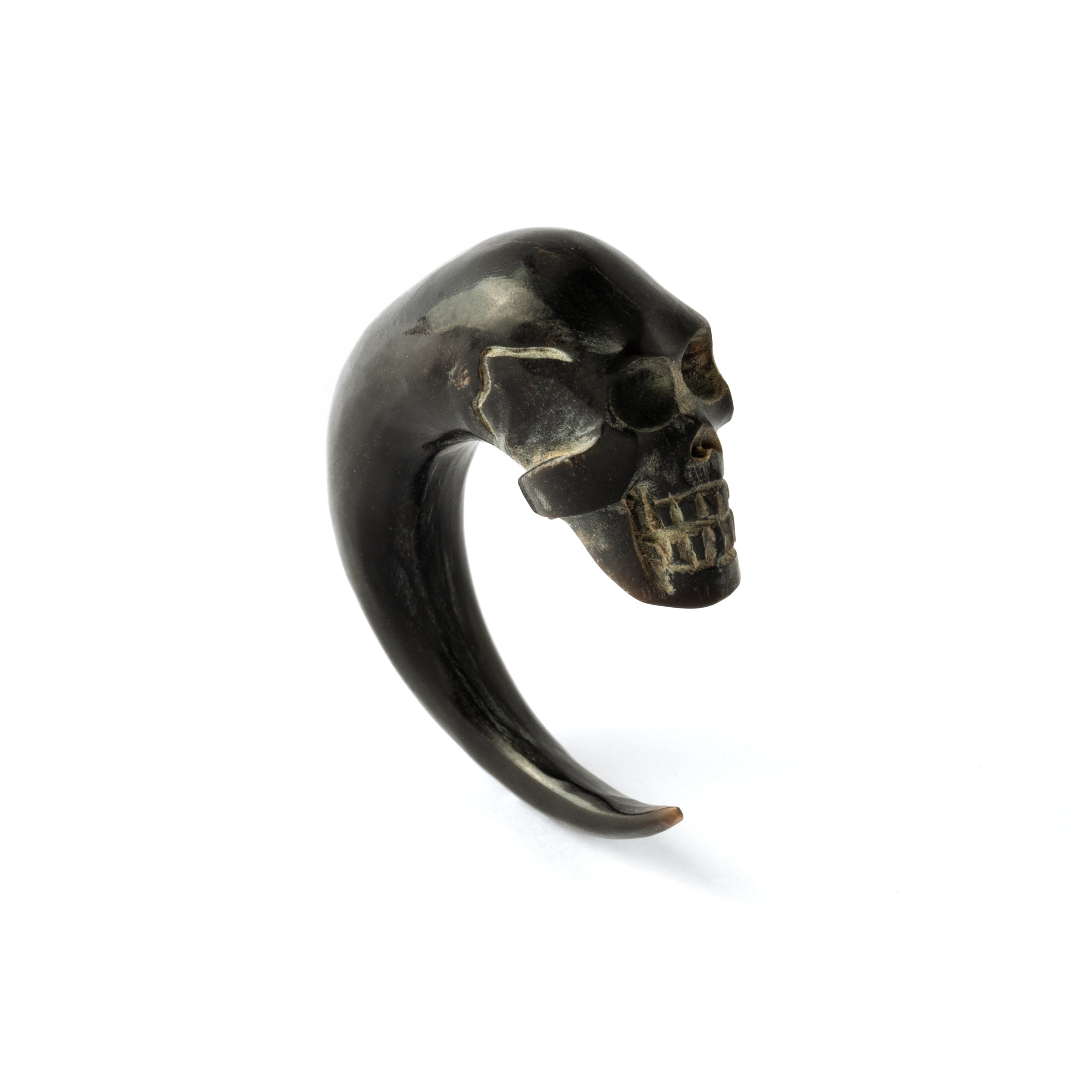 single horn skull hook ear stretcher right side view