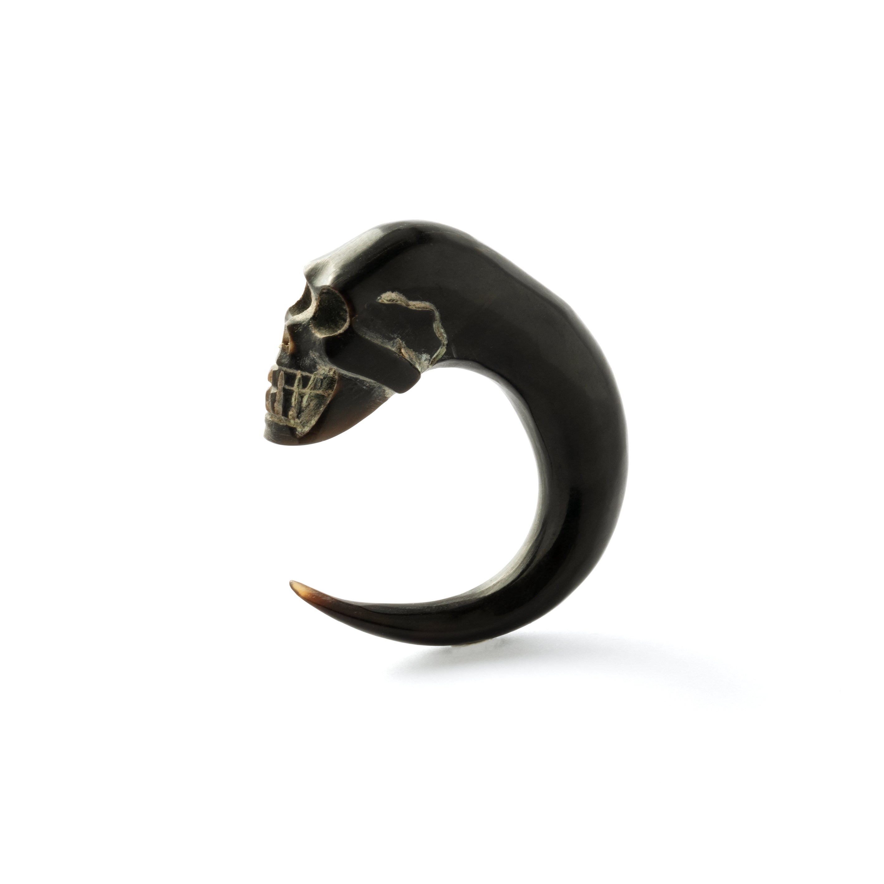 single horn skull hook ear stretcher side view