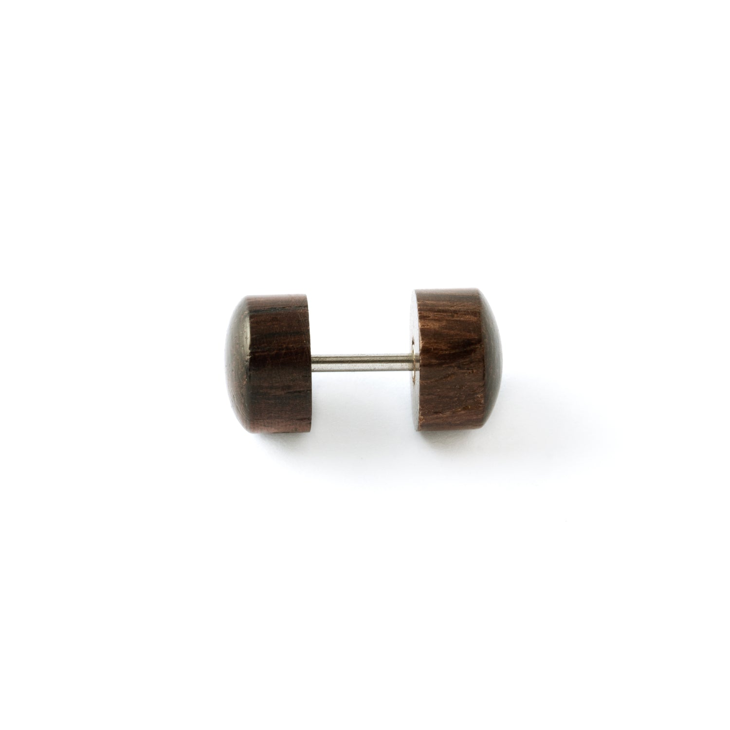 dark Narra wood fake plug earring side view