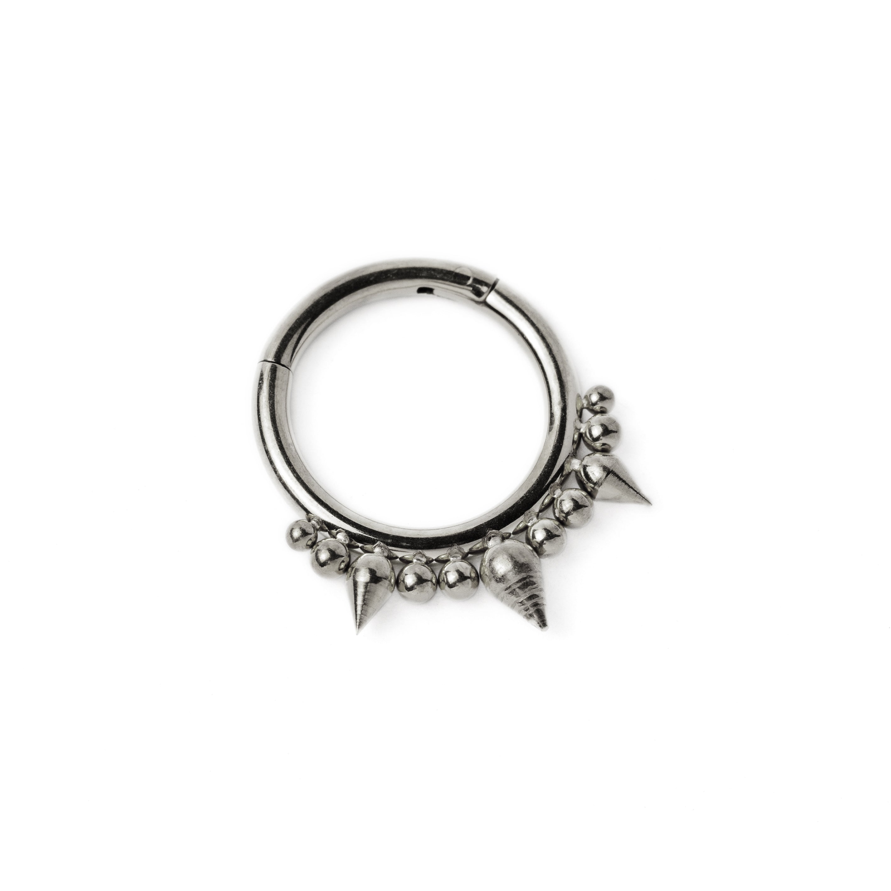 Debra surgical steel septum clicker ring left side view