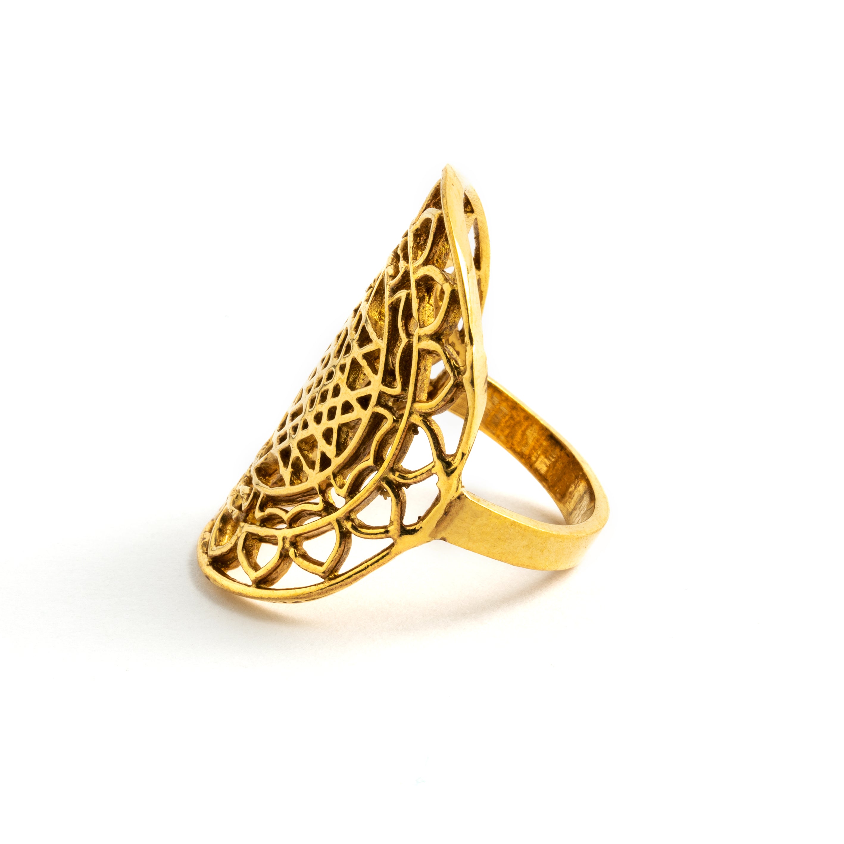 Sri Yantra Mandala Brass Ring side view