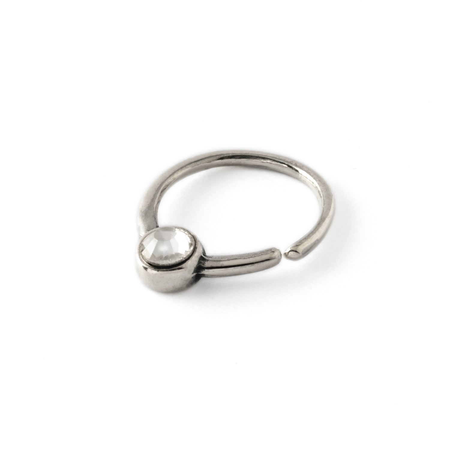 Devika silver septum with Crystal right side view