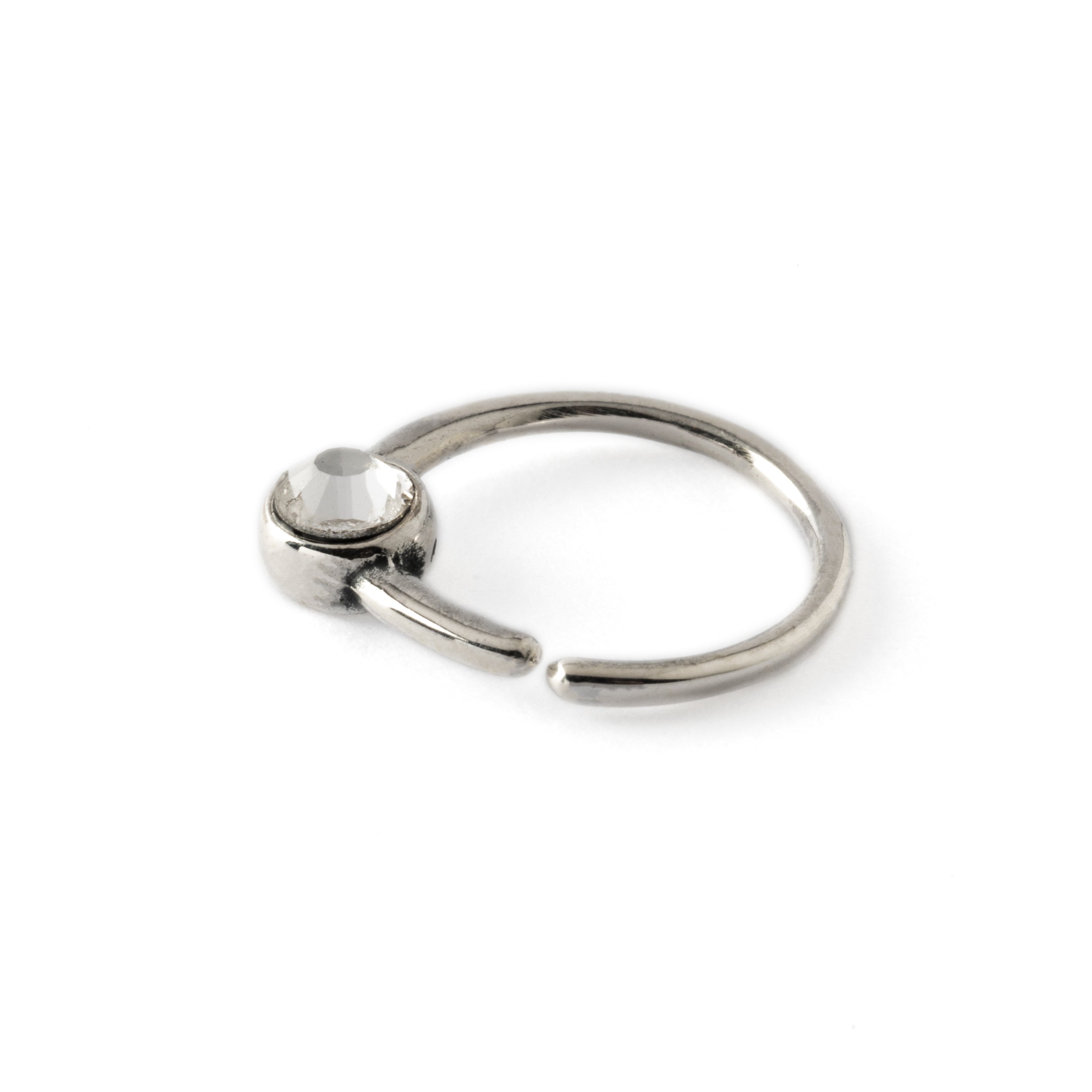 Devika silver septum with Crystal side view