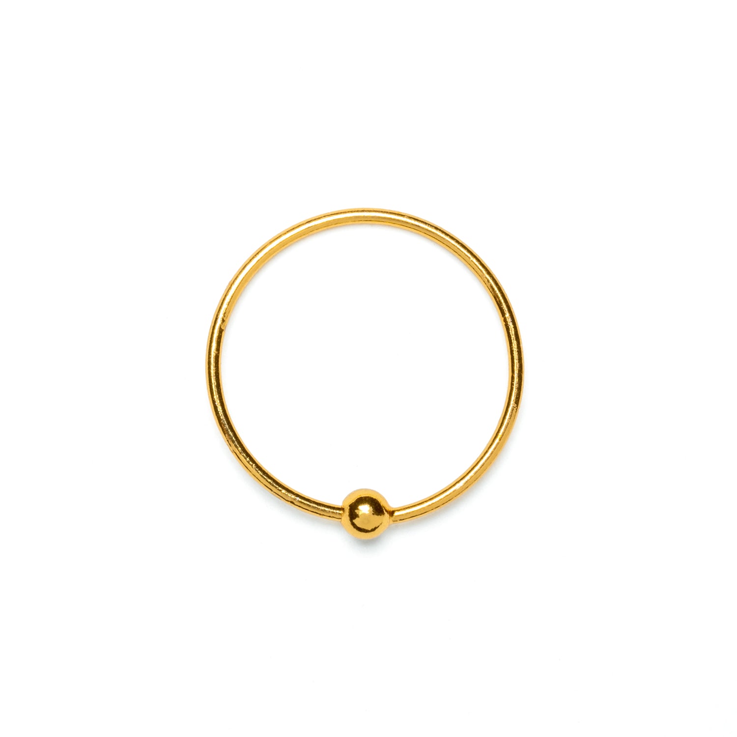 10mm Dhevan 18K Gold piercing ring with ball closure frontal view