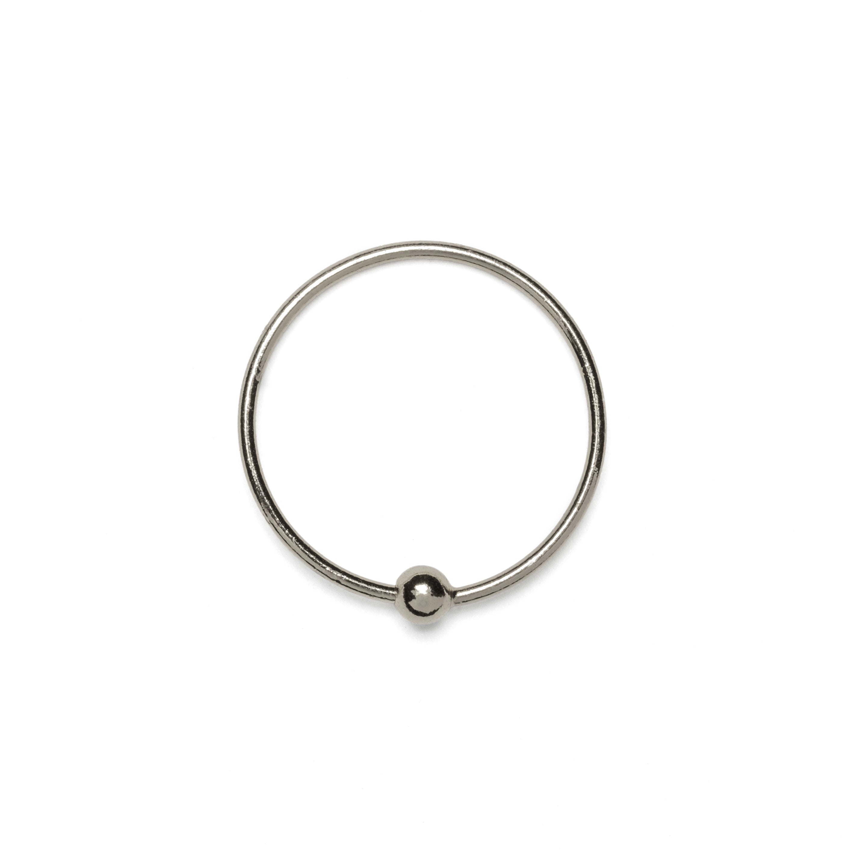 10mm Dhevan silver piercing ring with ball closure frontal view
