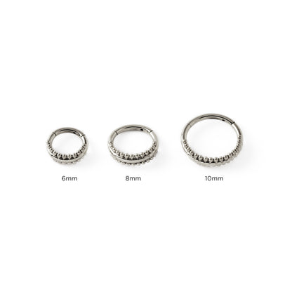 6mm, 8mm, 10mm dimeter Didi surgical steel clicker ring frontal view
