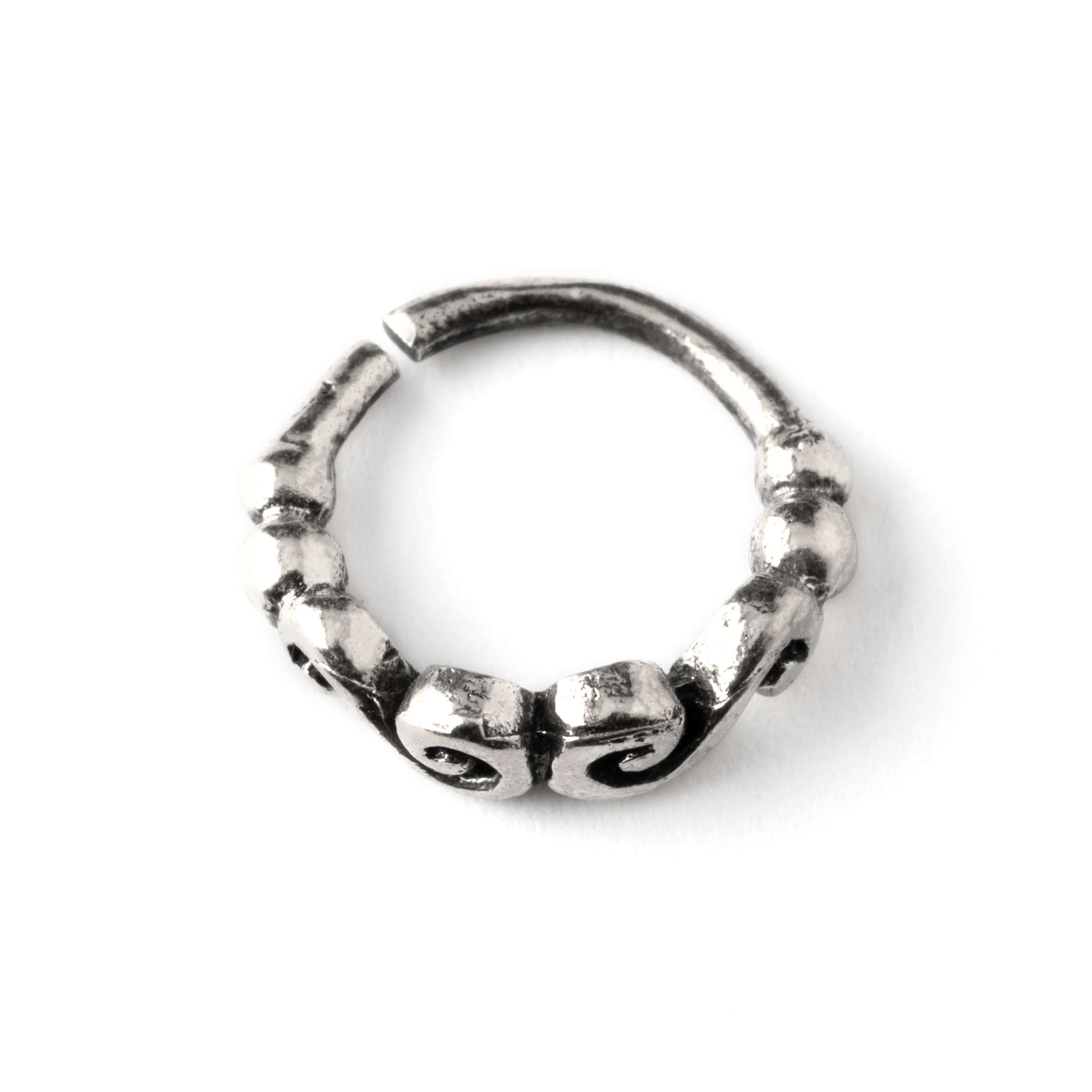 Durga silver nose ring side view