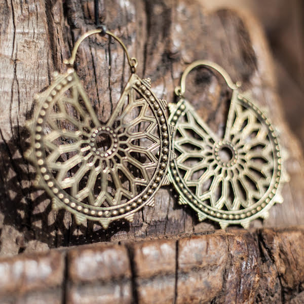 Brass Floral Hoops
