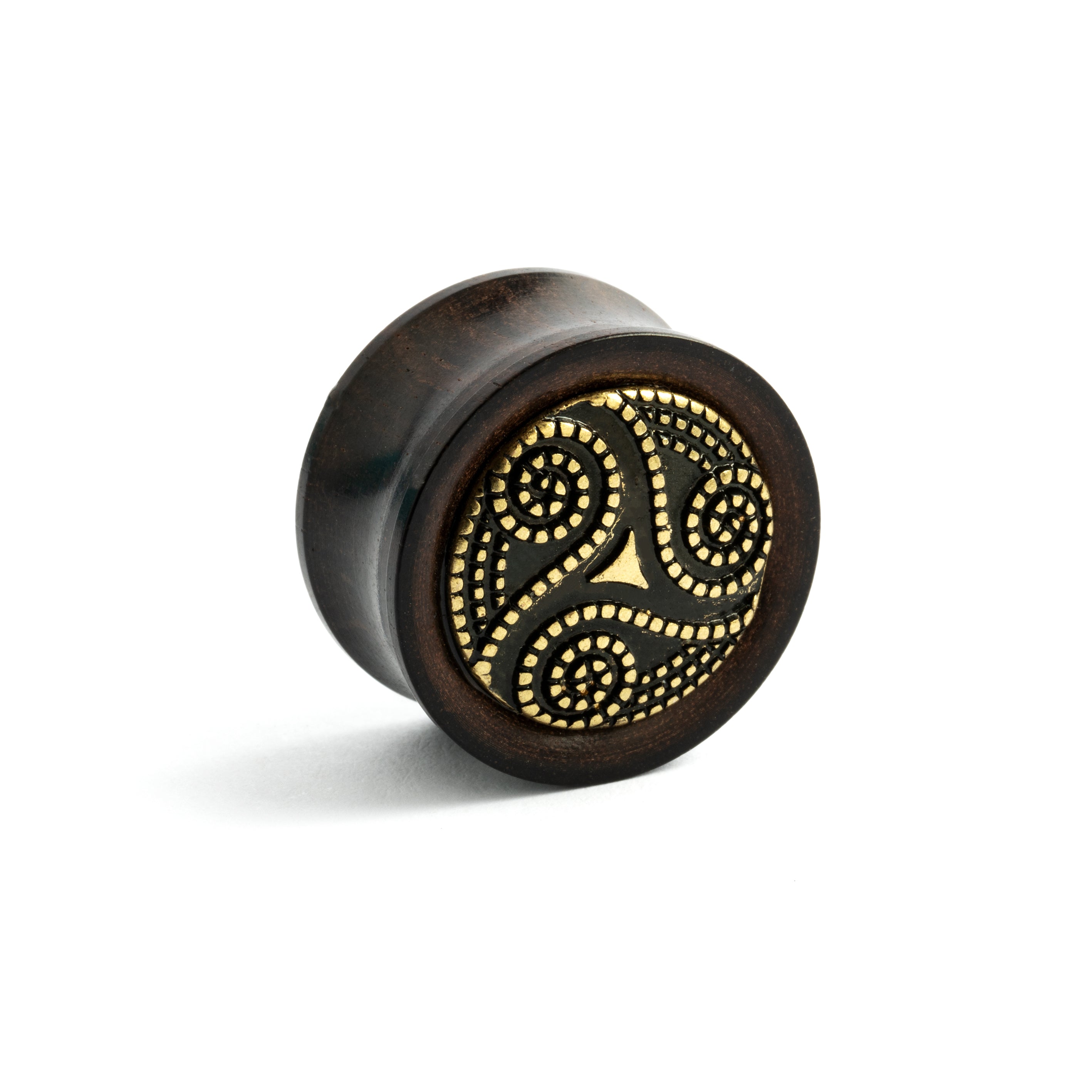 Ebony Wood and Brass Heddeka Ear Plug