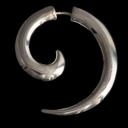 Koru Silver Spiral Fake Gauge Earring - Tribu