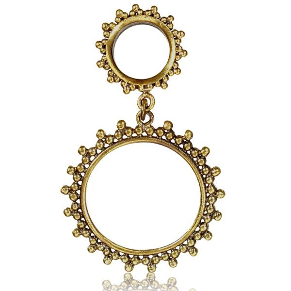Brass Dotted Tunnel Earring - Tribu