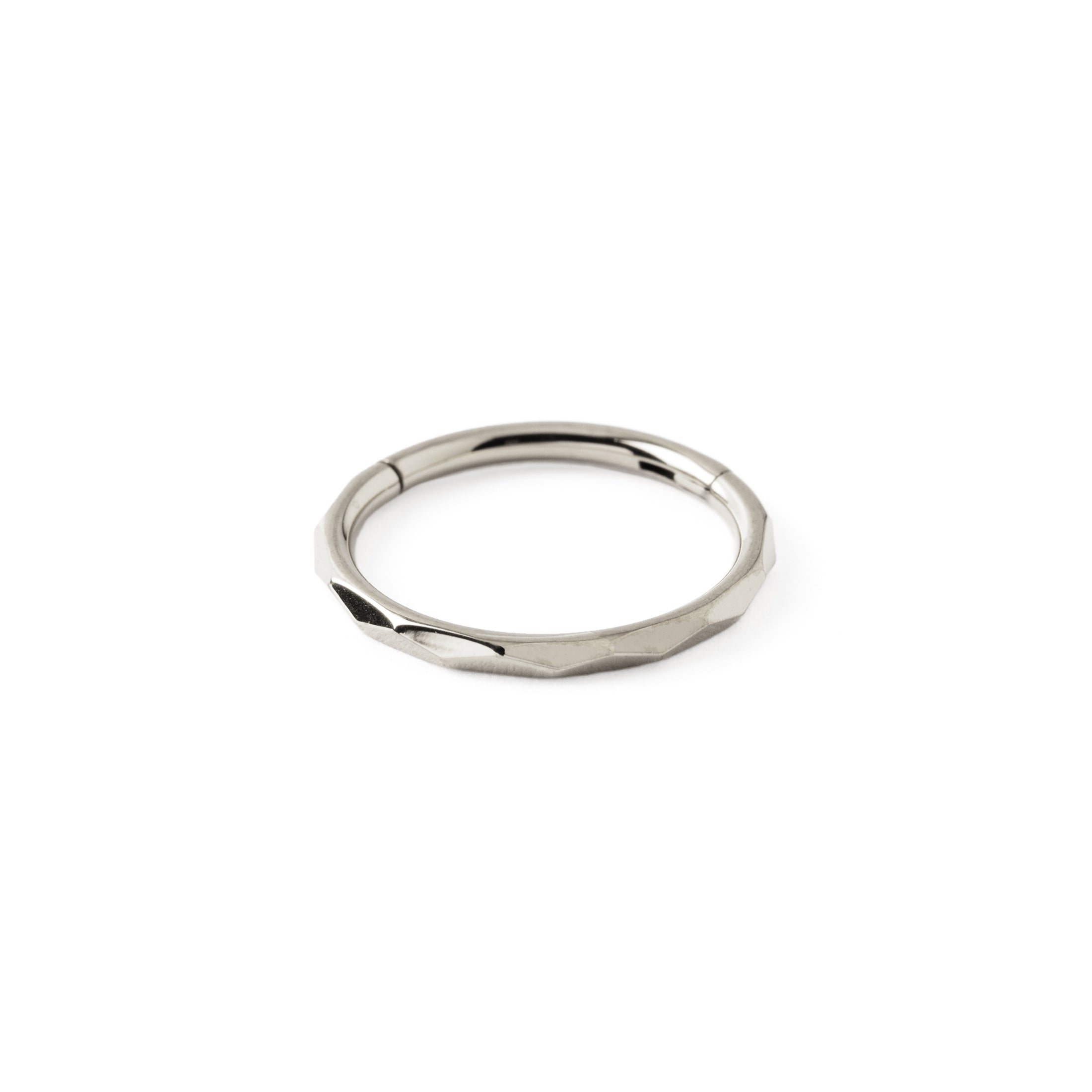 Faceted surgical steel Clicker Ring frontal view