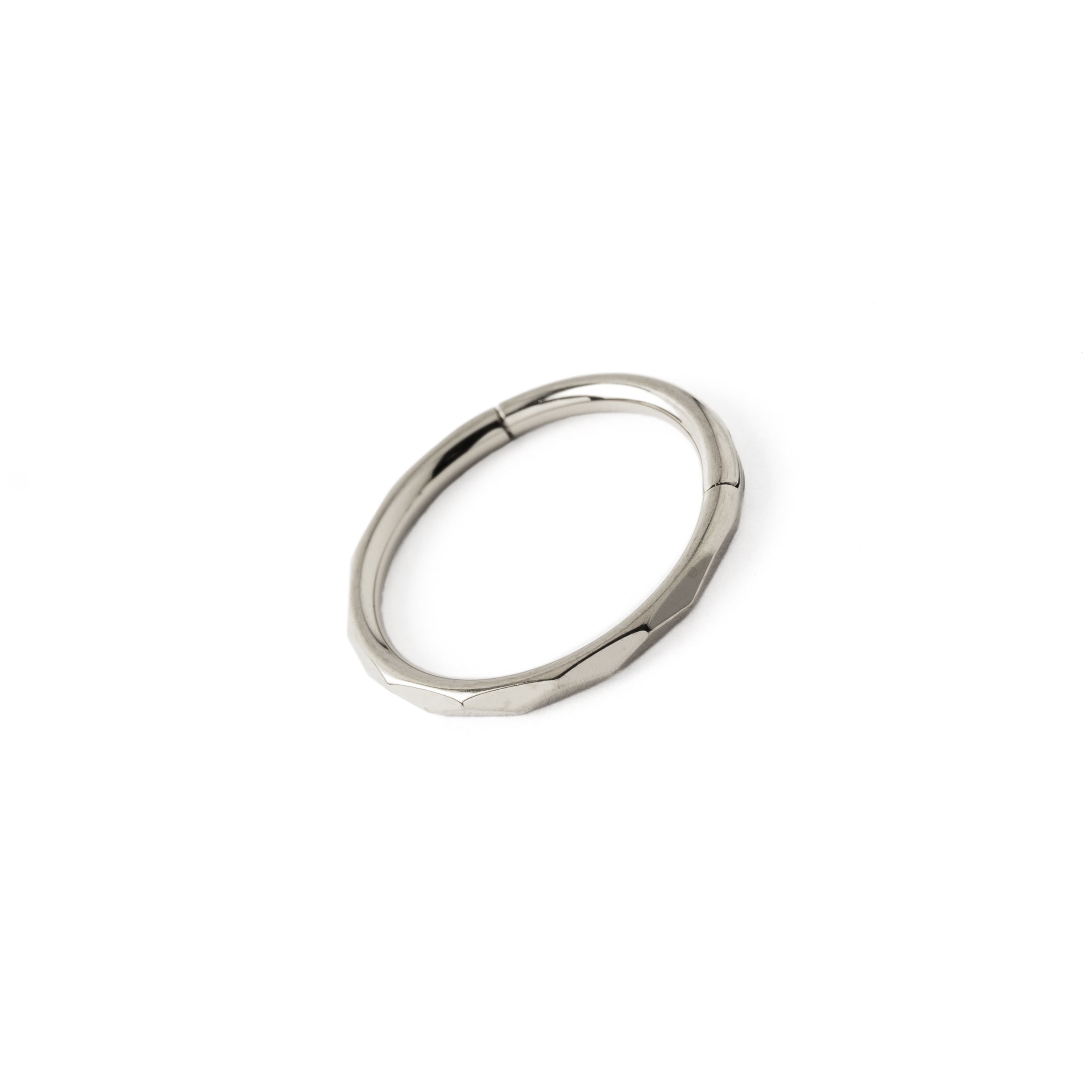 Faceted surgical steel Clicker Ring right side view