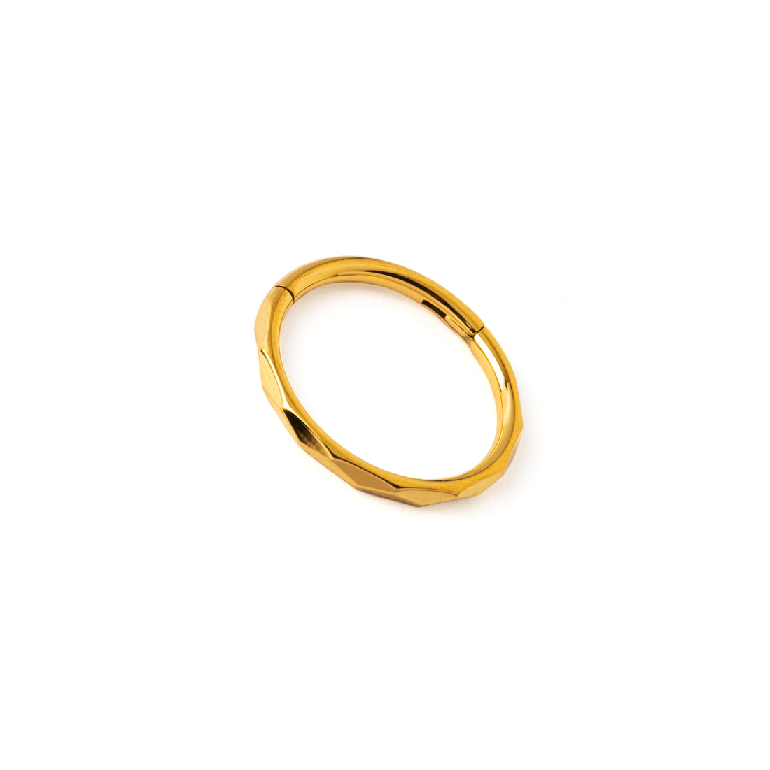 Faceted Gold surgical steel Clicker Ring left side view