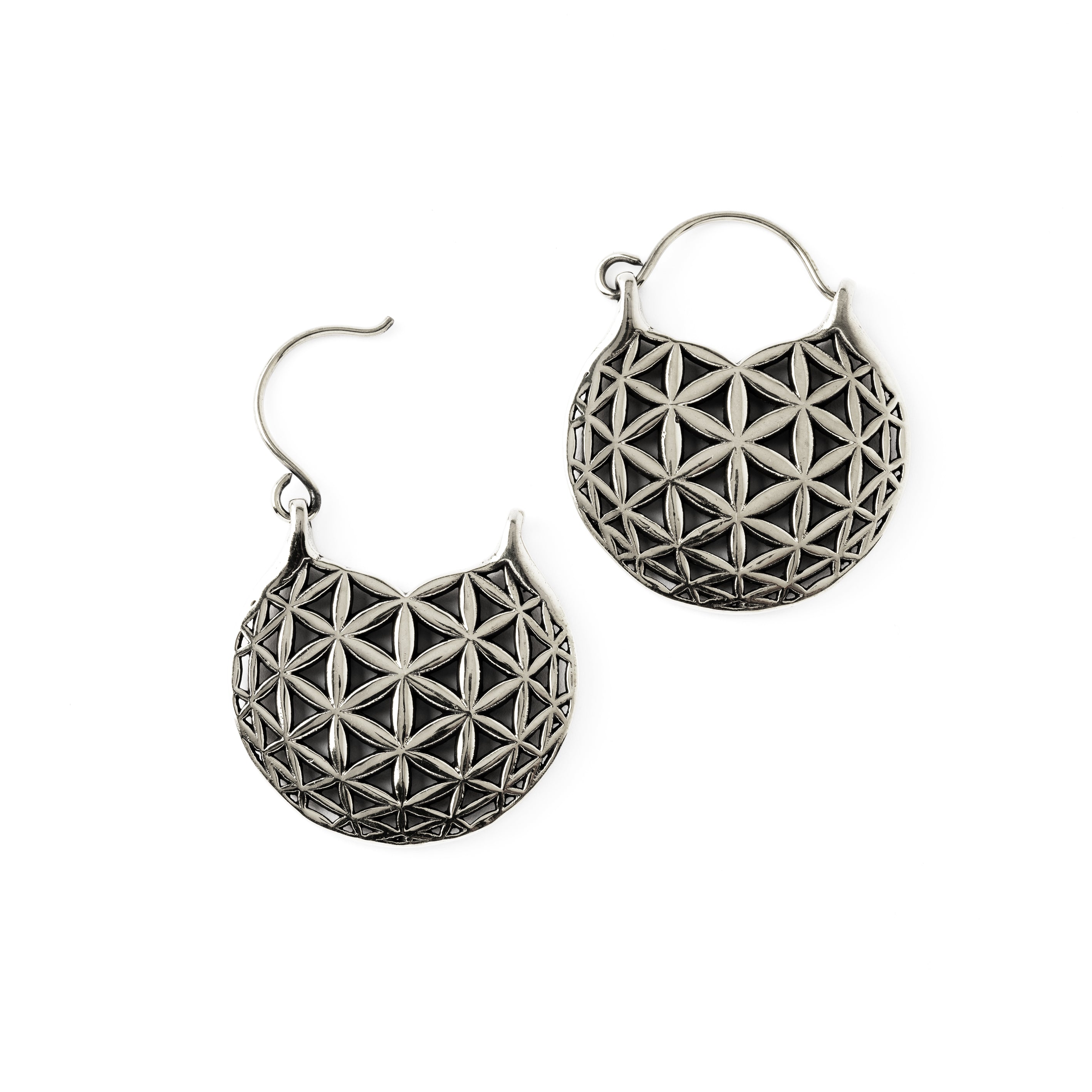 Flower of Life hoop earrings closure view