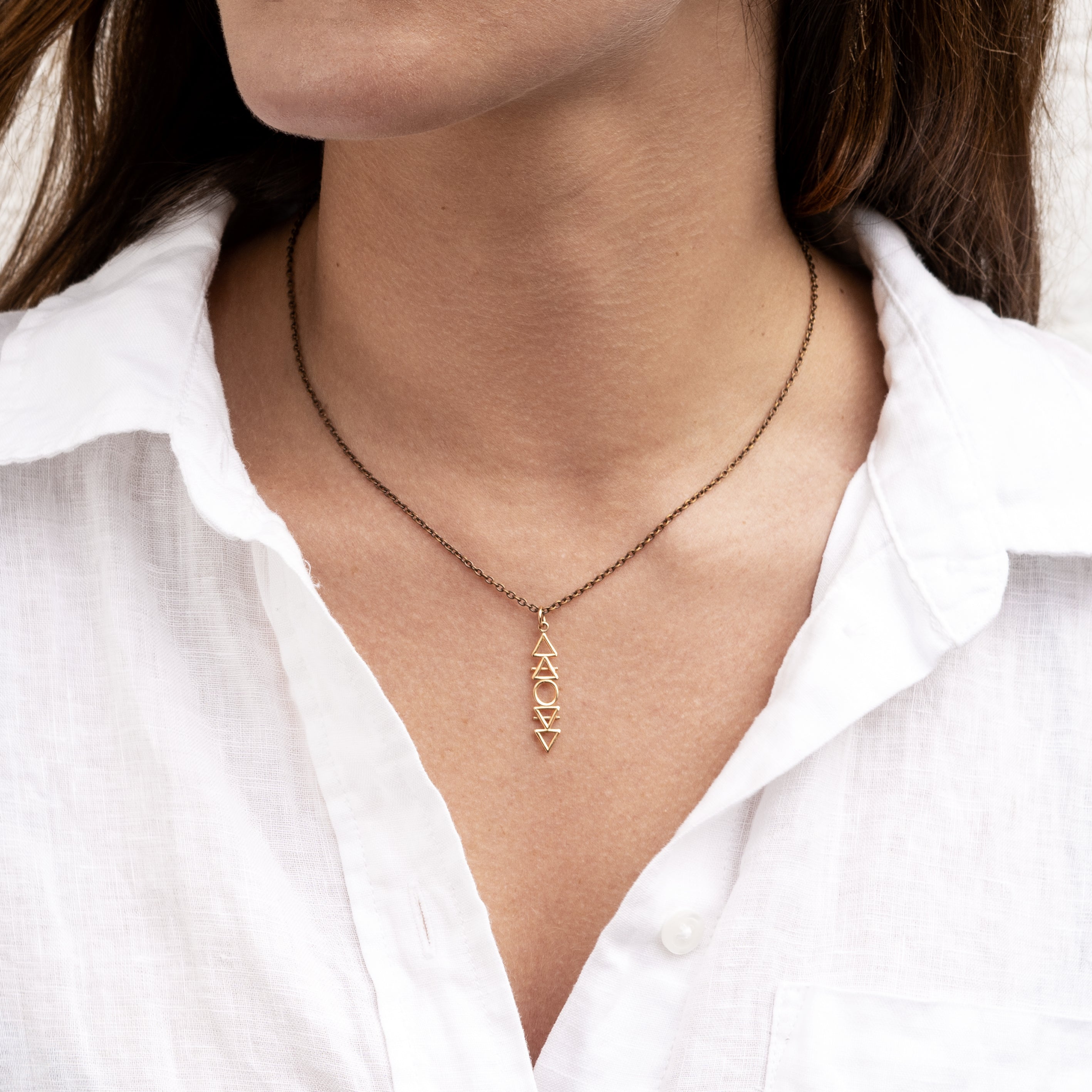 model wearing Silver Four Elements Necklace