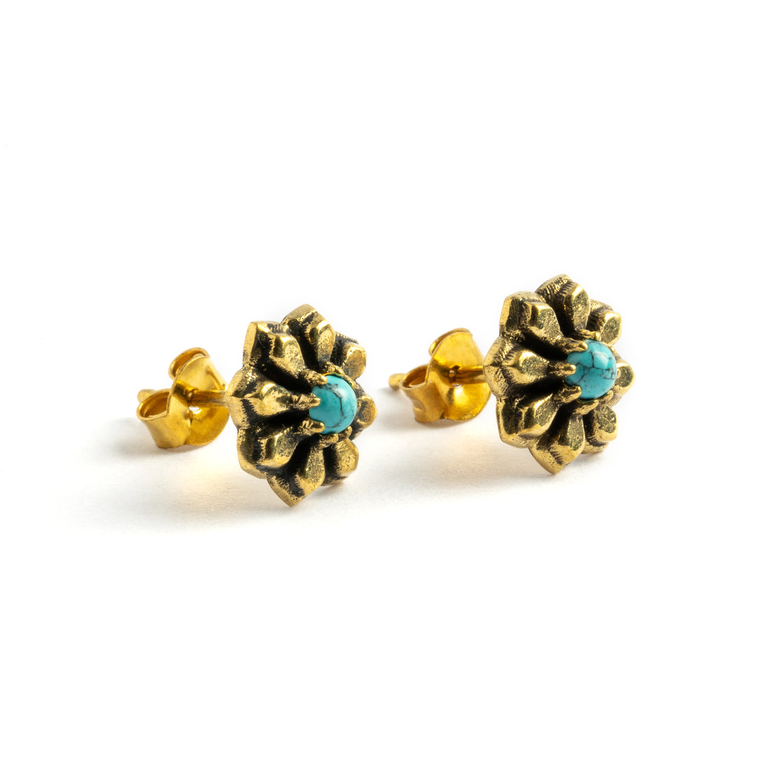 Geometric-Flower-with-Turquoise-Stud-Earrings_1