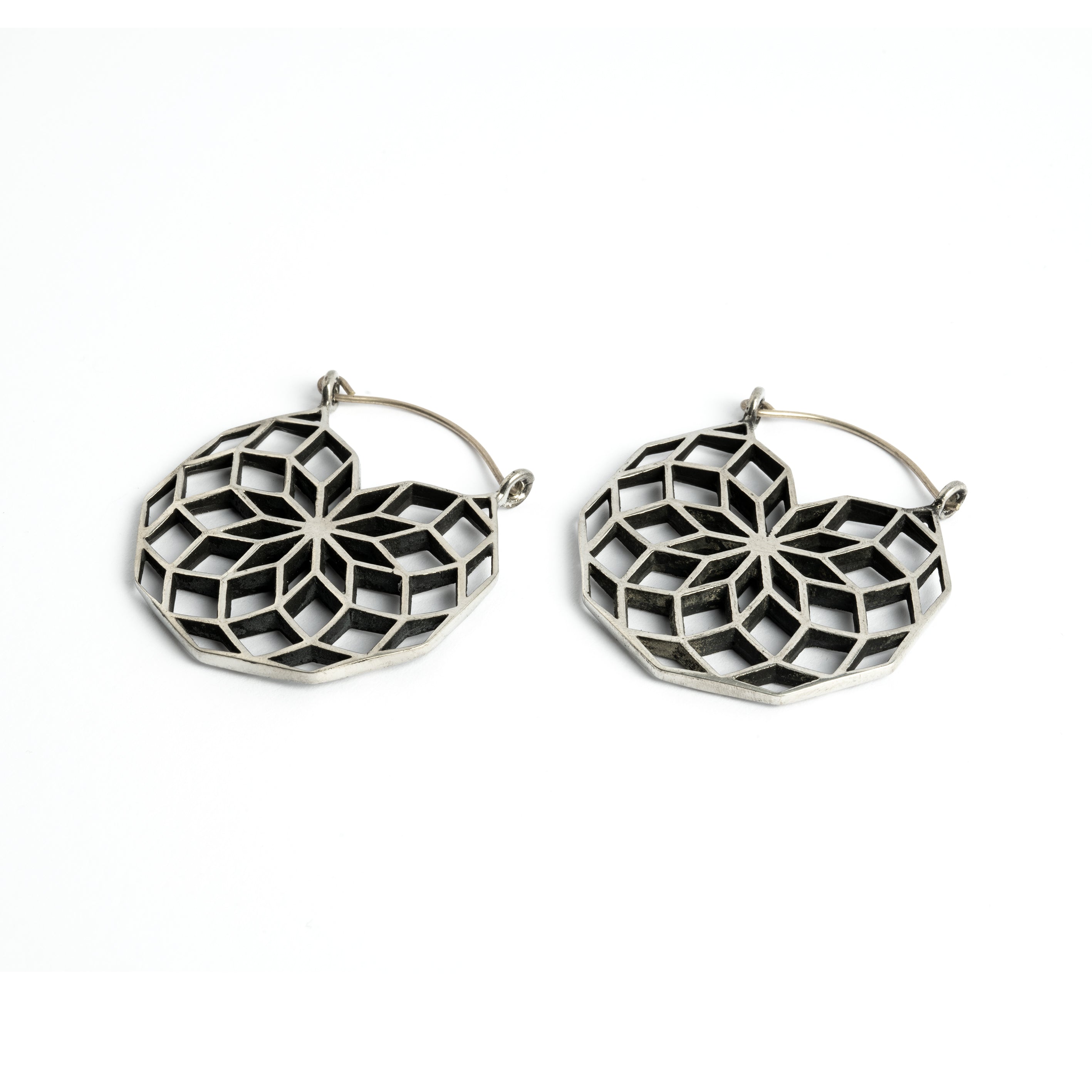 Geometric hoop earrings right side view