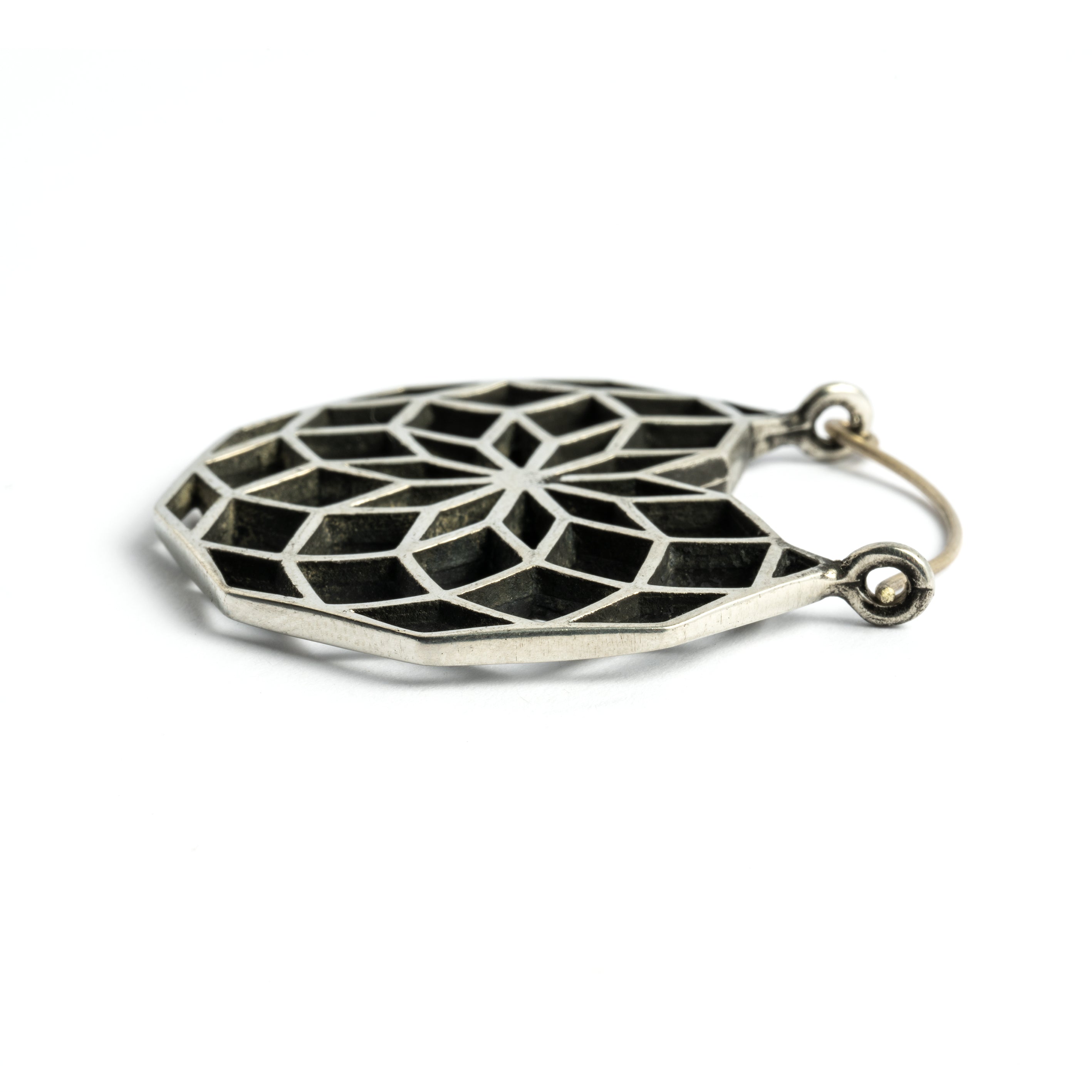 Geometric hoop earrings side view