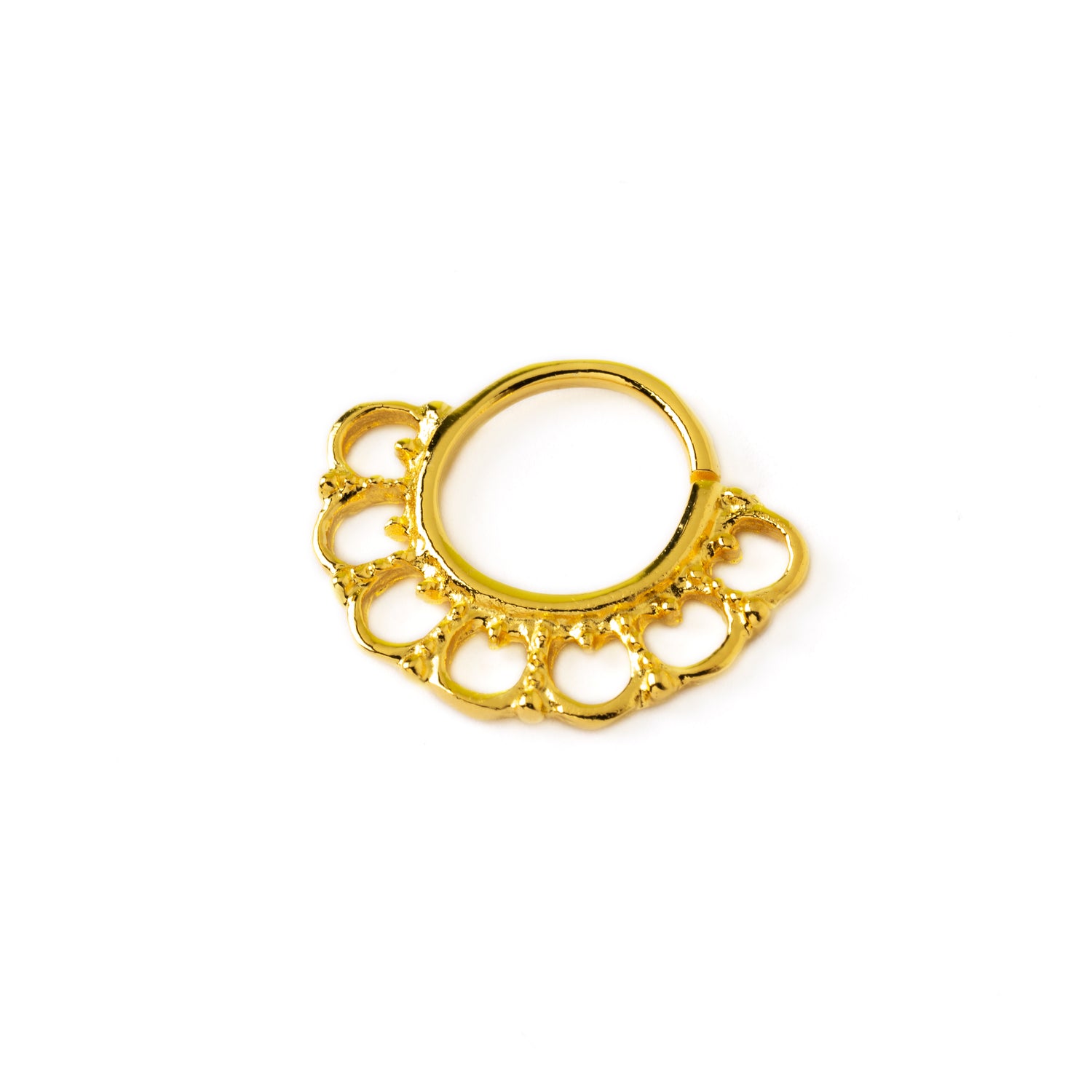Gita 18k Gold septum ring left side view