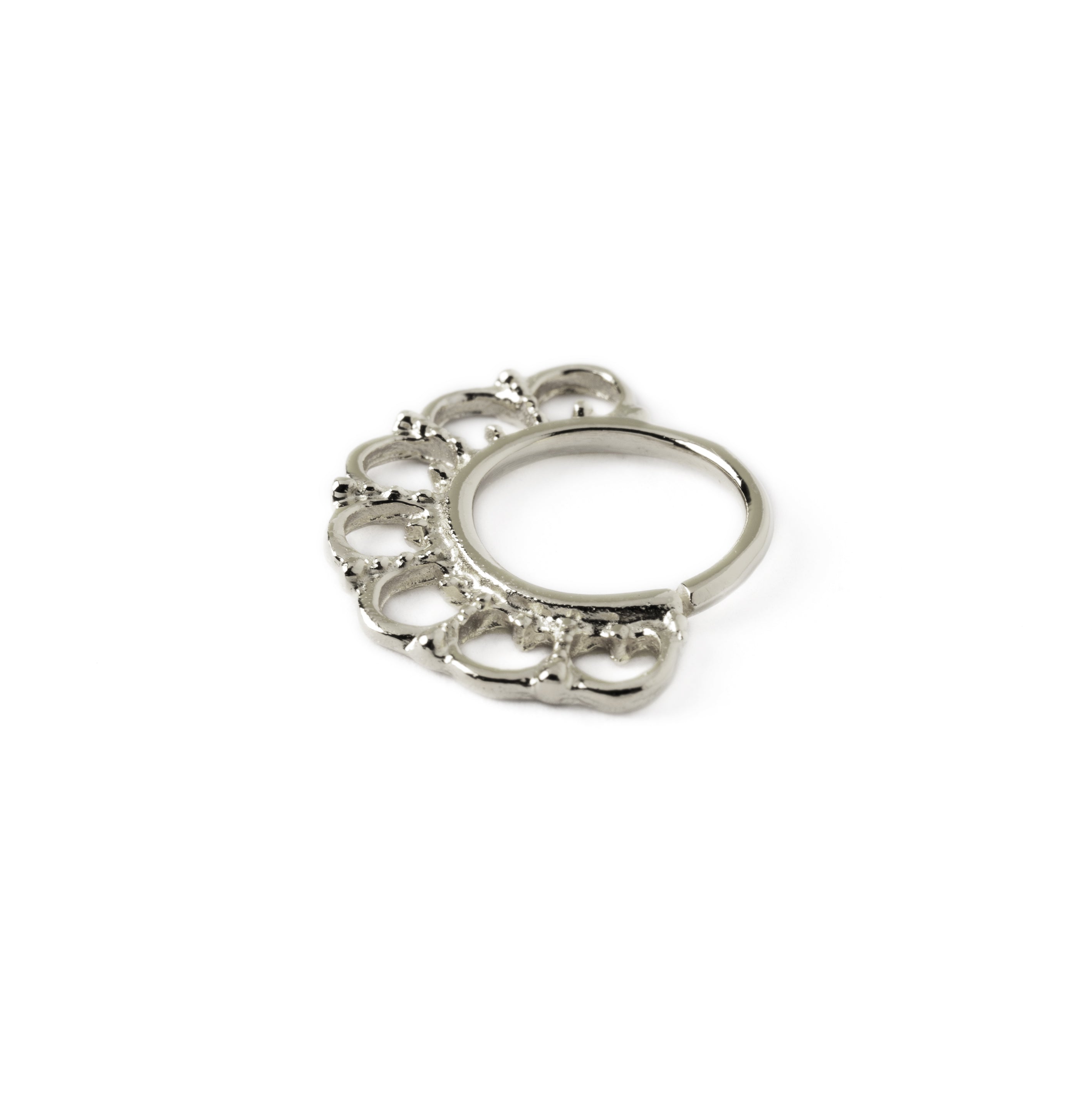 Gita silver septum ring side view