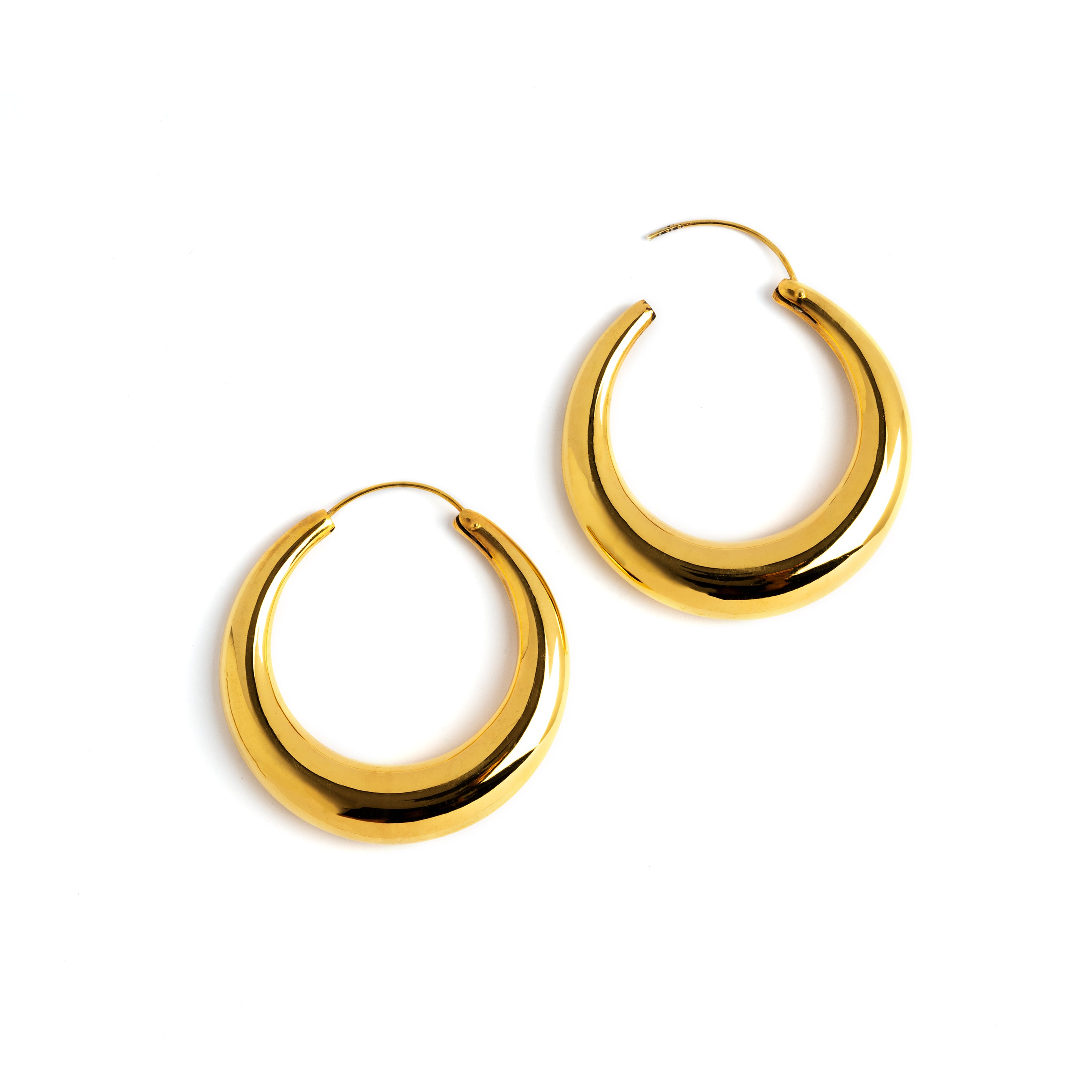 Golden Glow Hoop Earrings frontal view open clasp