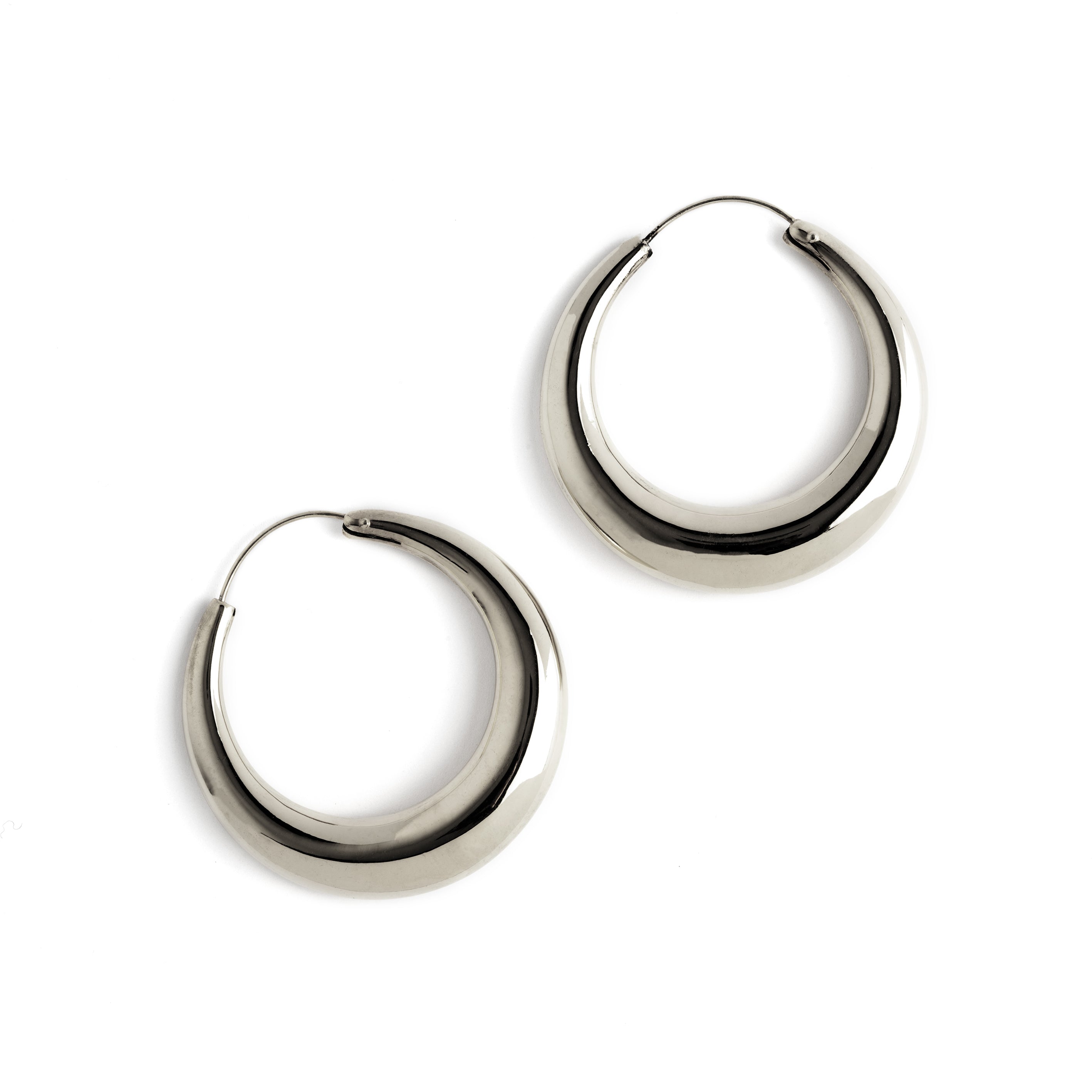 Large Silver Glow Hoop Earrings frontal view