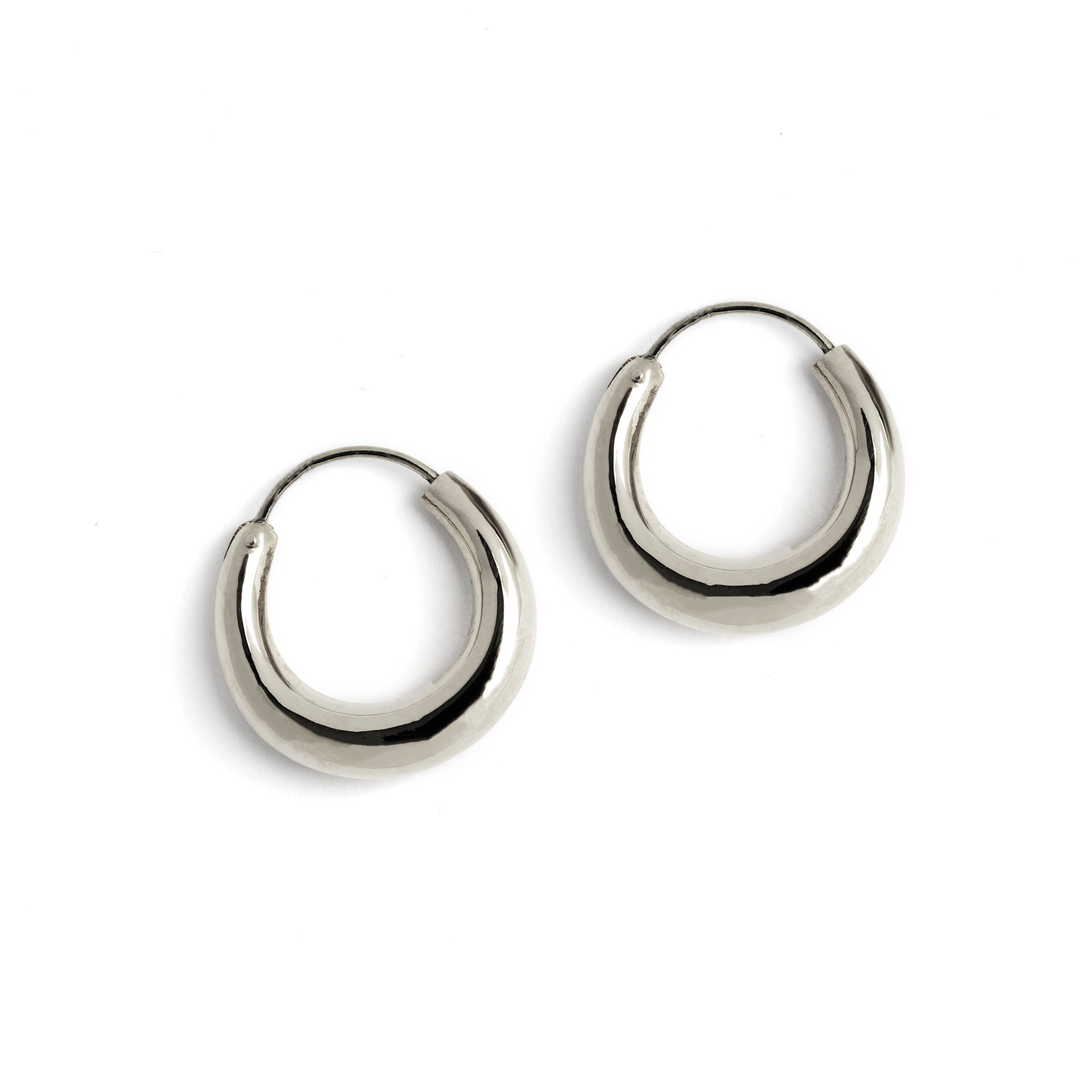 Small Silver Glow Hoop Earrings frontal view
