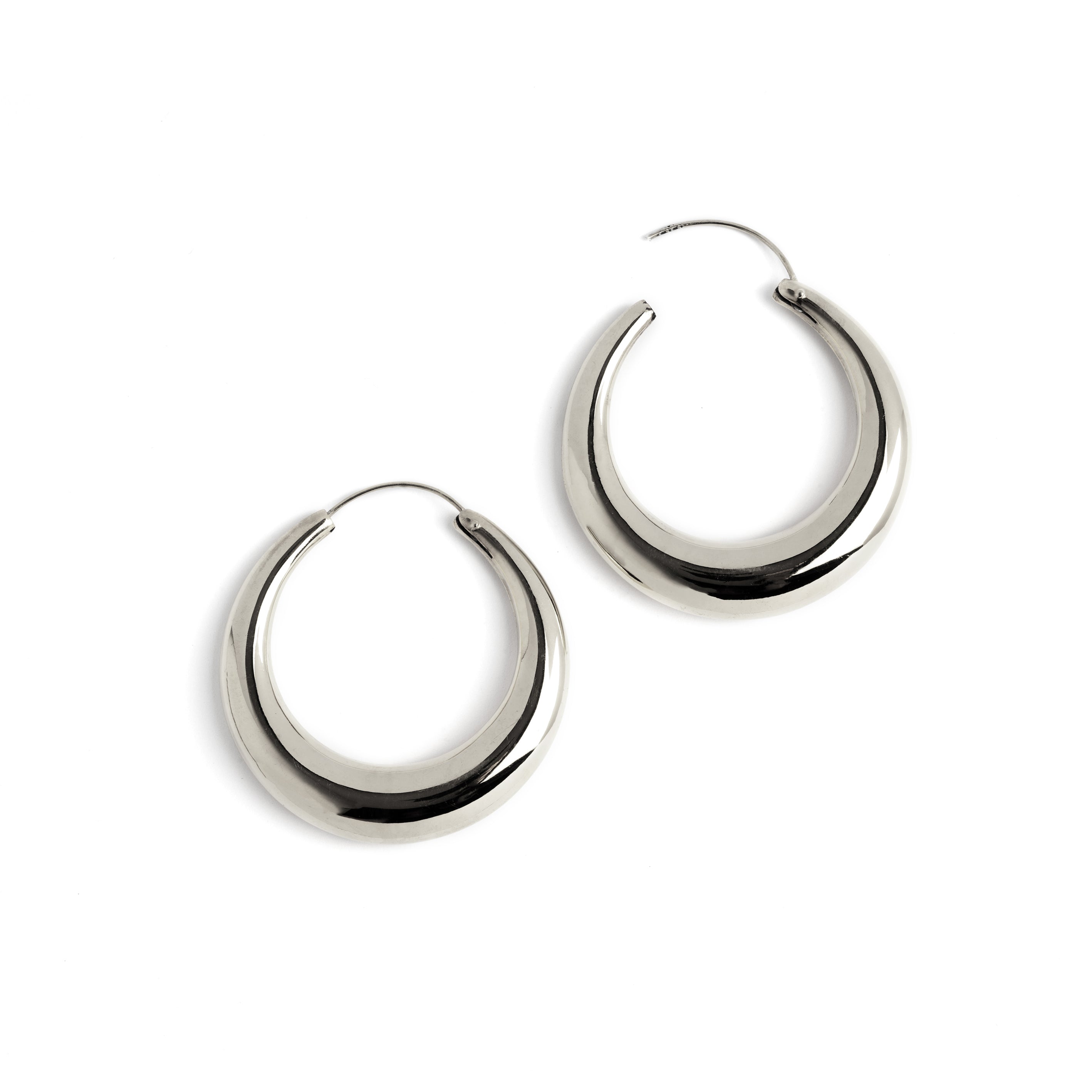Silver Glow Hoop Earrings frontal view open clasp