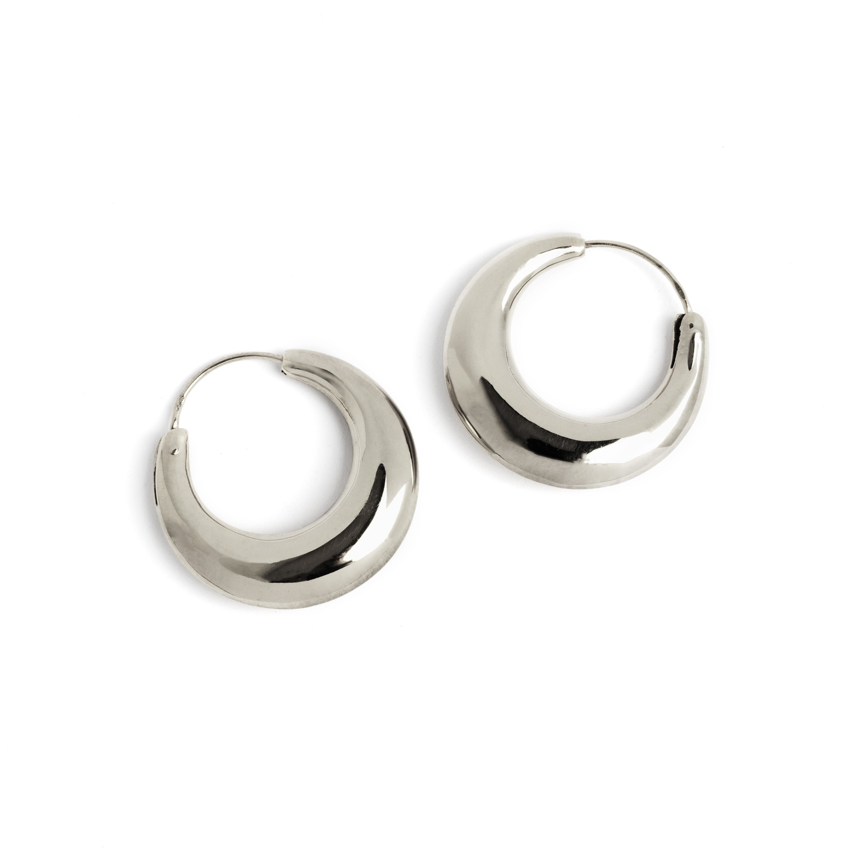 Medium Silver Glow Hoop Earrings frontal view